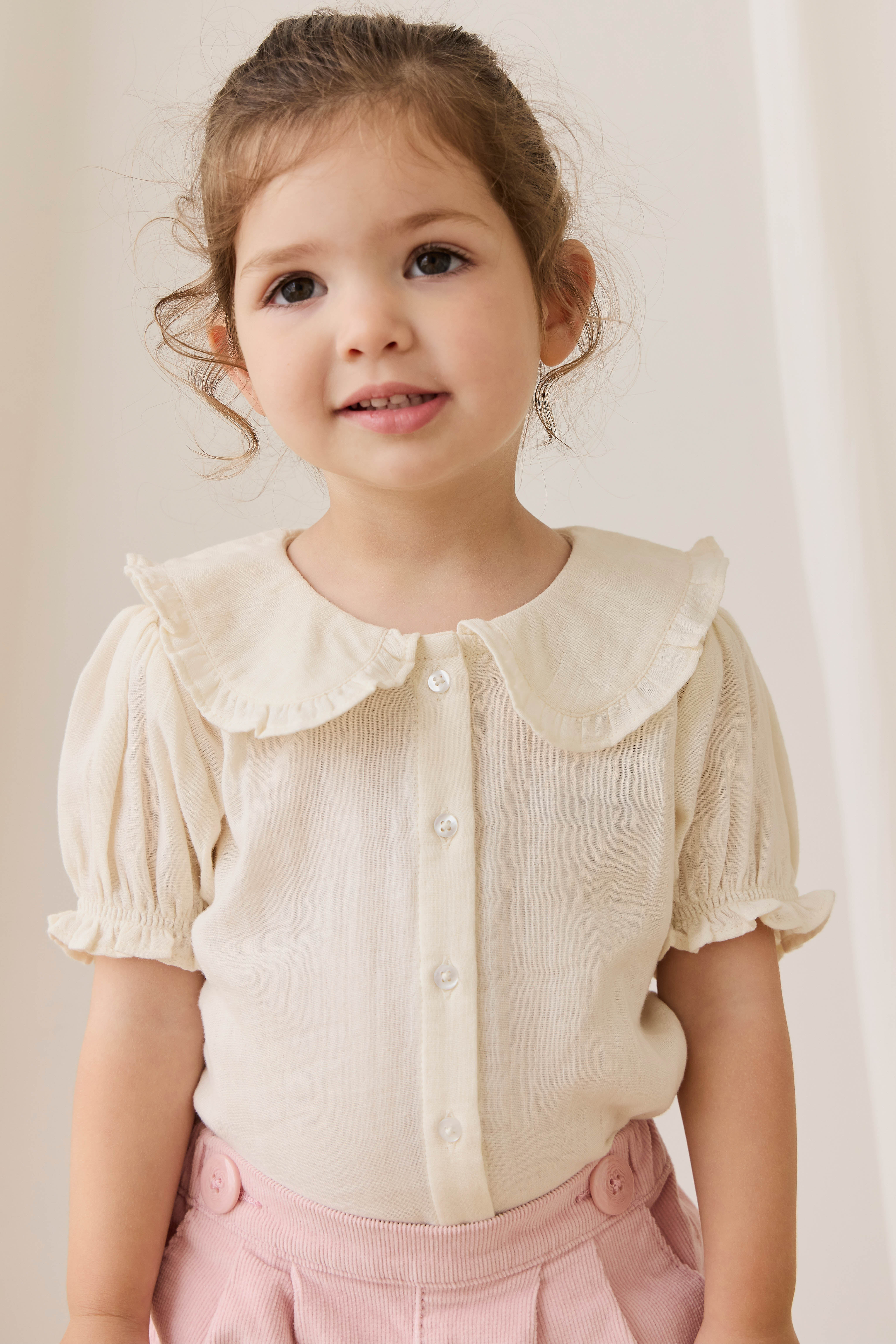 Organic Cotton Muslin Bowie Blouse - Parchment - Image 3