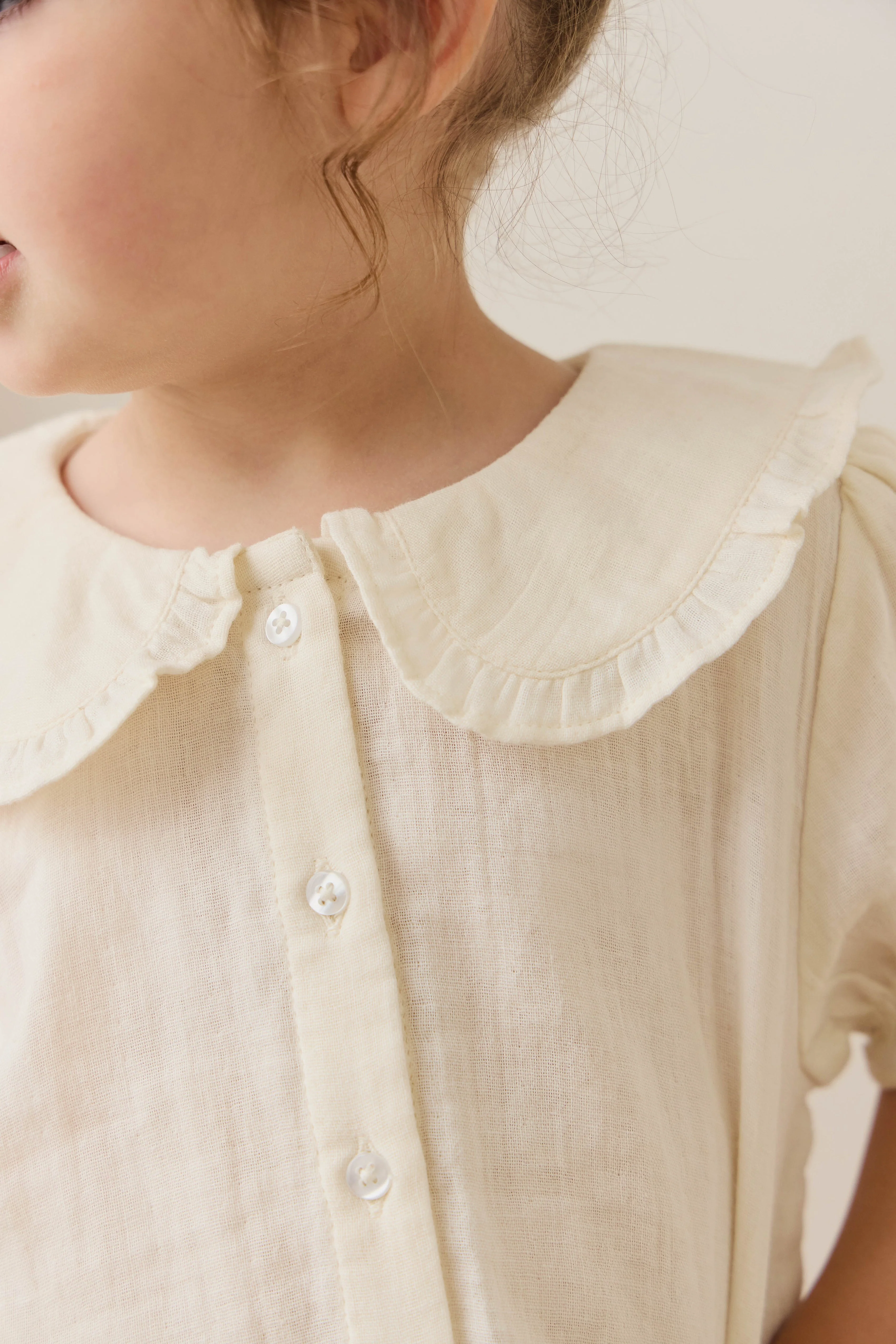 Organic Cotton Muslin Bowie Blouse - Parchment - Image 7
