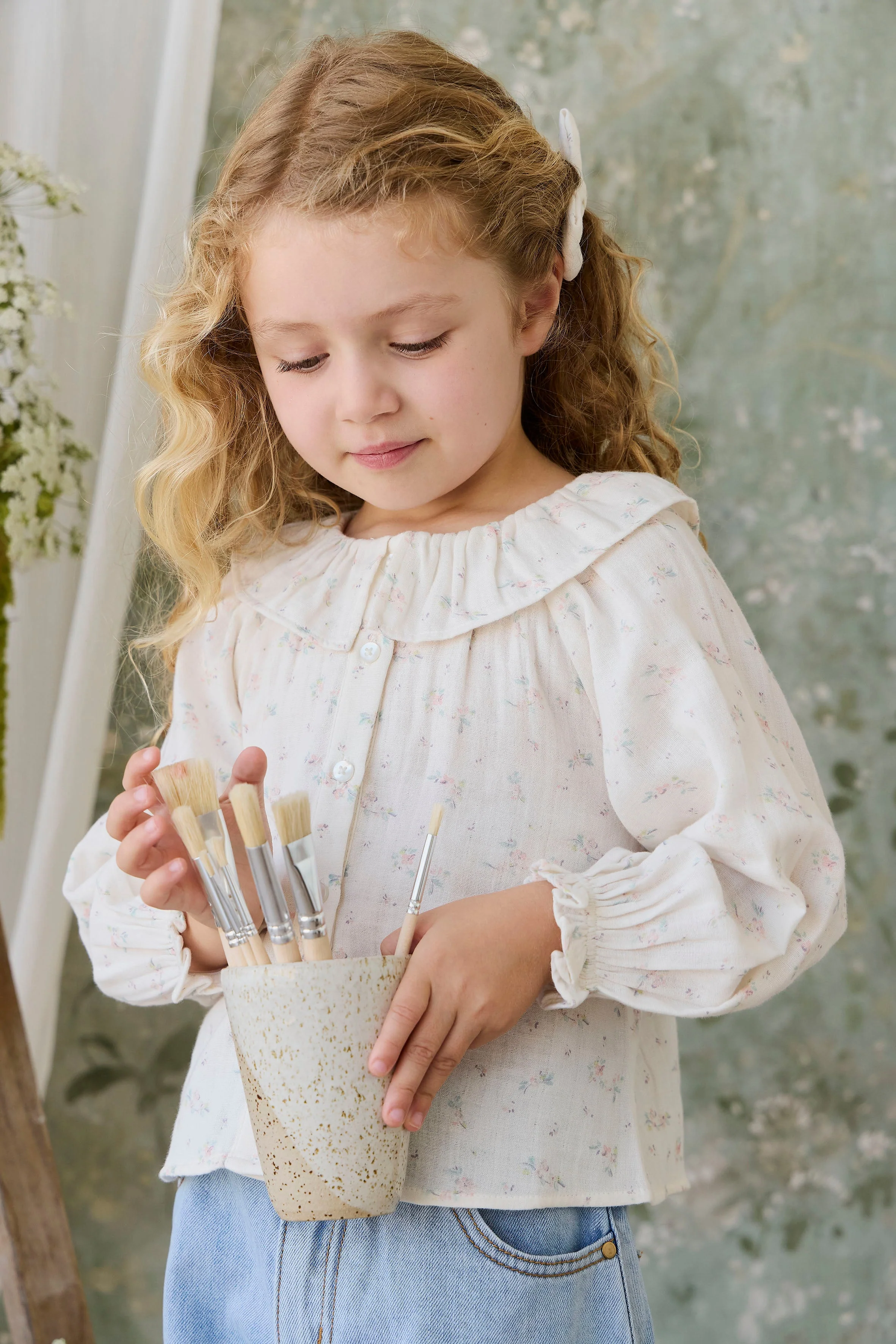 Organic Cotton Muslin Christabel Blouse - Solange Snow - Image 3