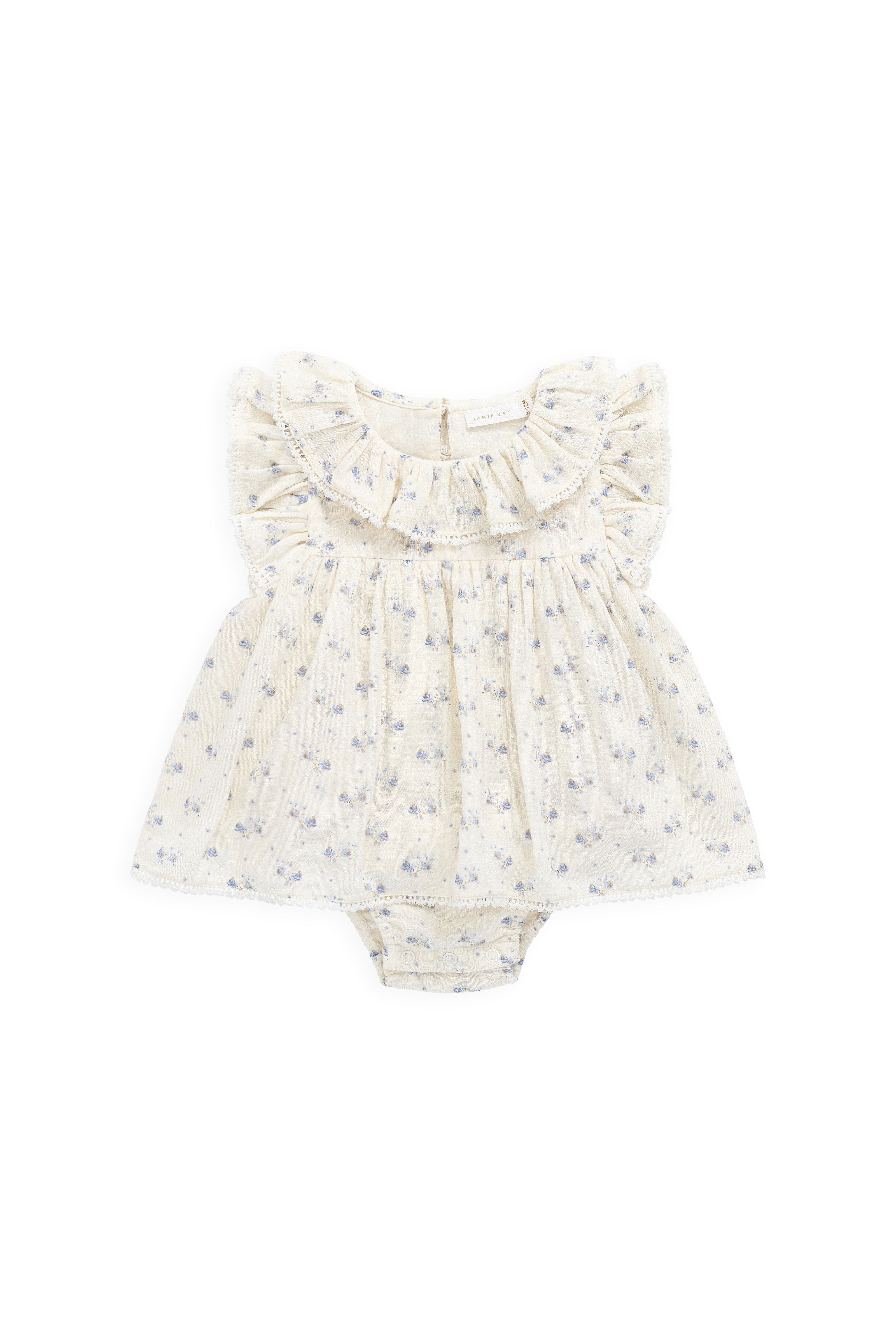 Organic Cotton Muslin Frannie Playsuit-Molly Blue - Image 2
