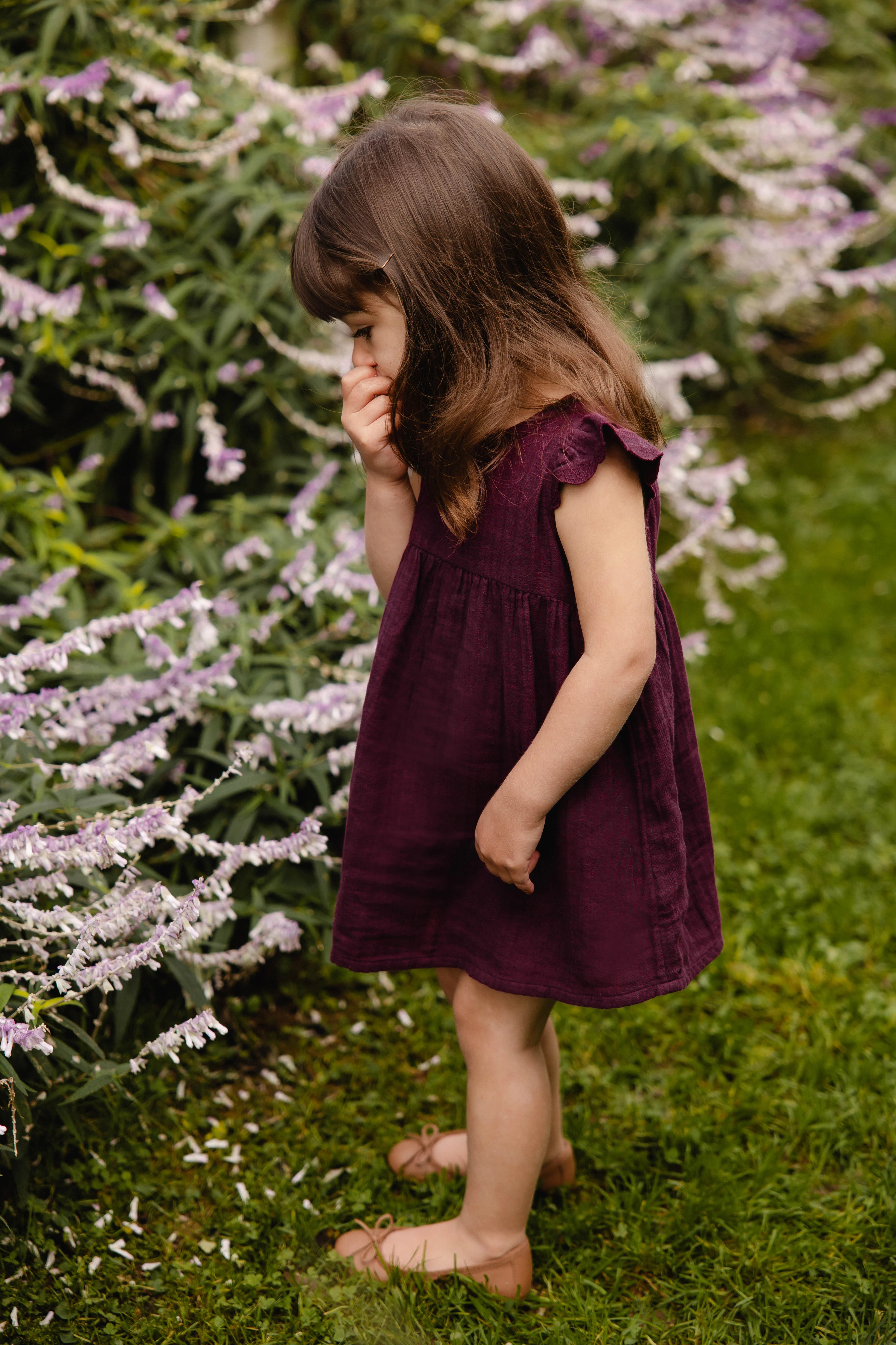 Organic Cotton Muslin Lace Dress - Fig - Image 11