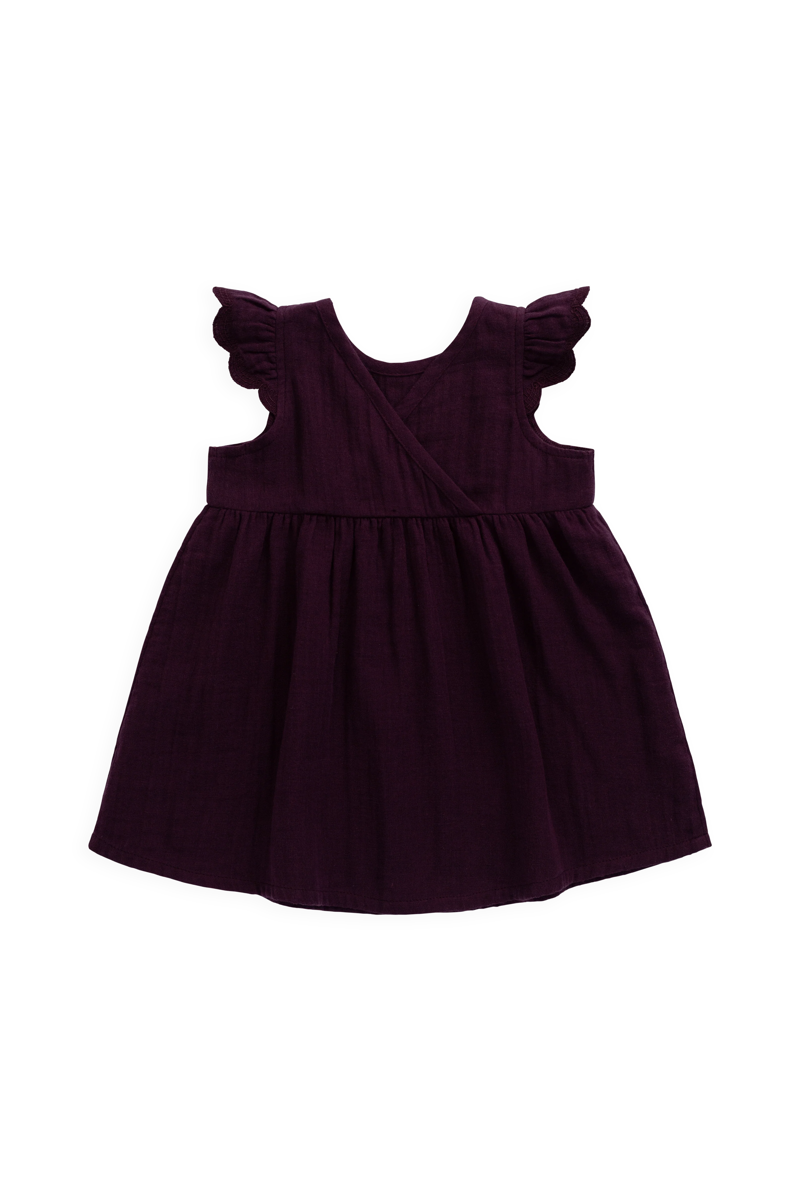 Organic Cotton Muslin Lace Dress - Fig - Image 12