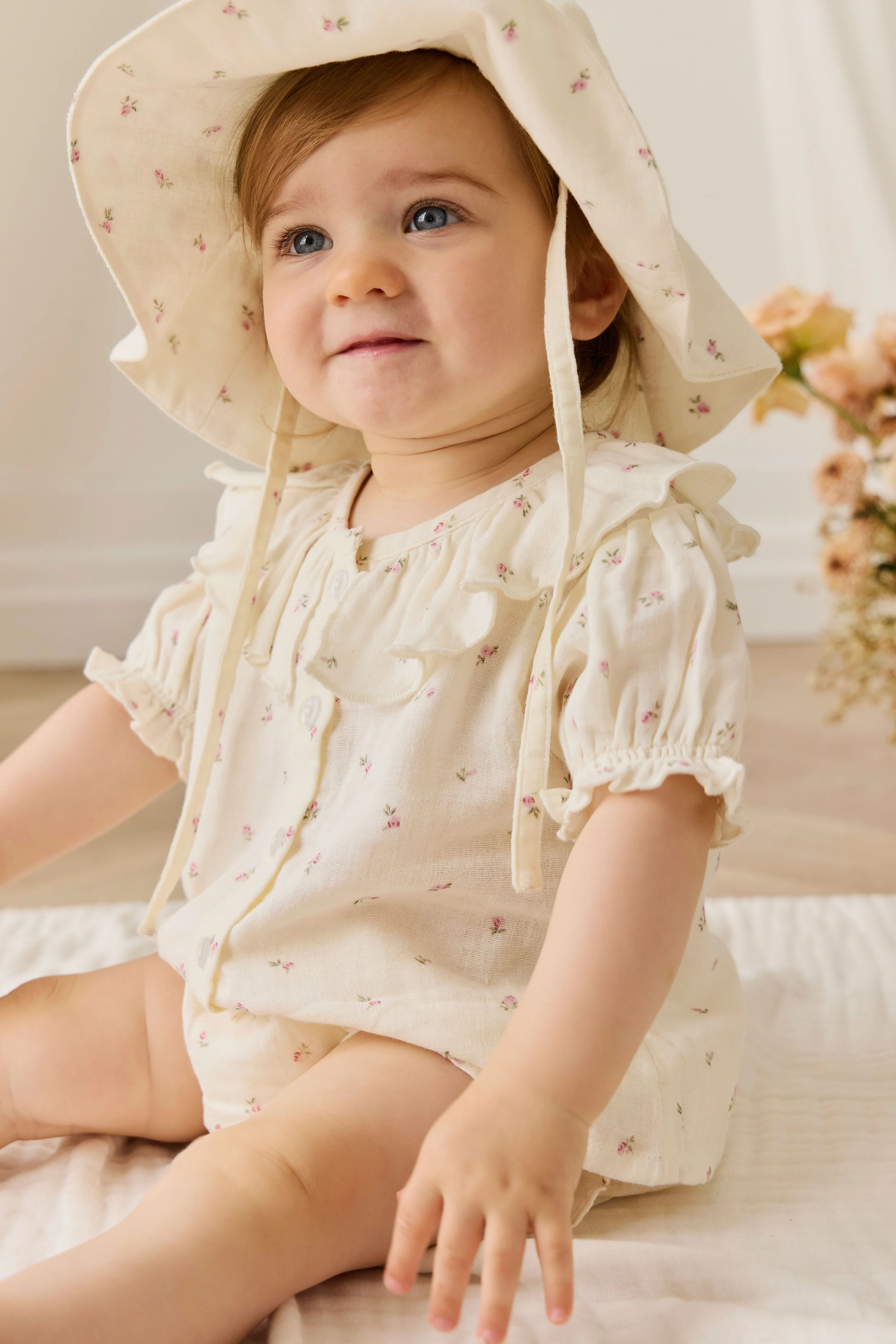 Organic Cotton Muslin Noelle Hat - Willow Rose - Image 3