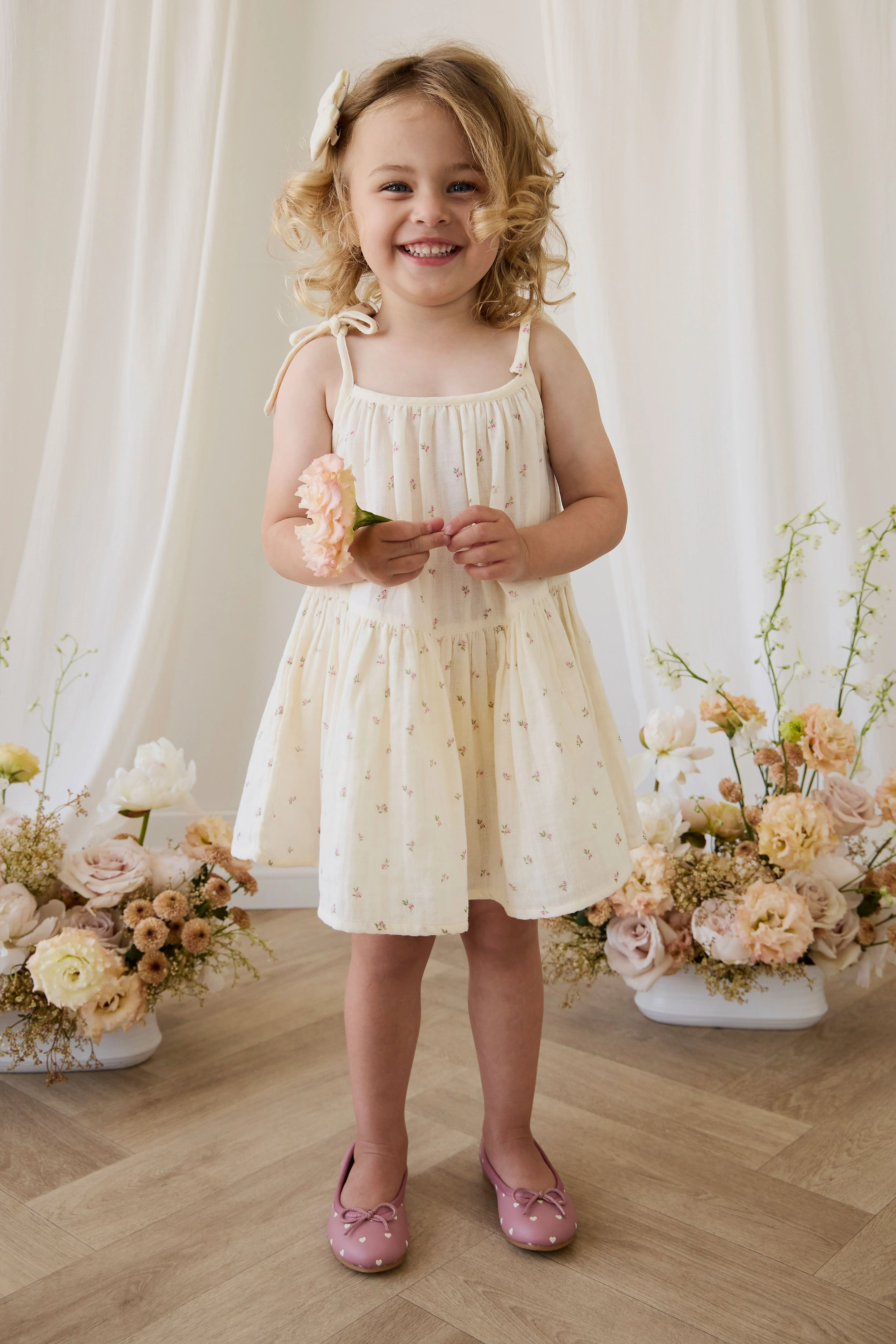 Organic Cotton Muslin Winnie Dress - Willow Rose - Image 6