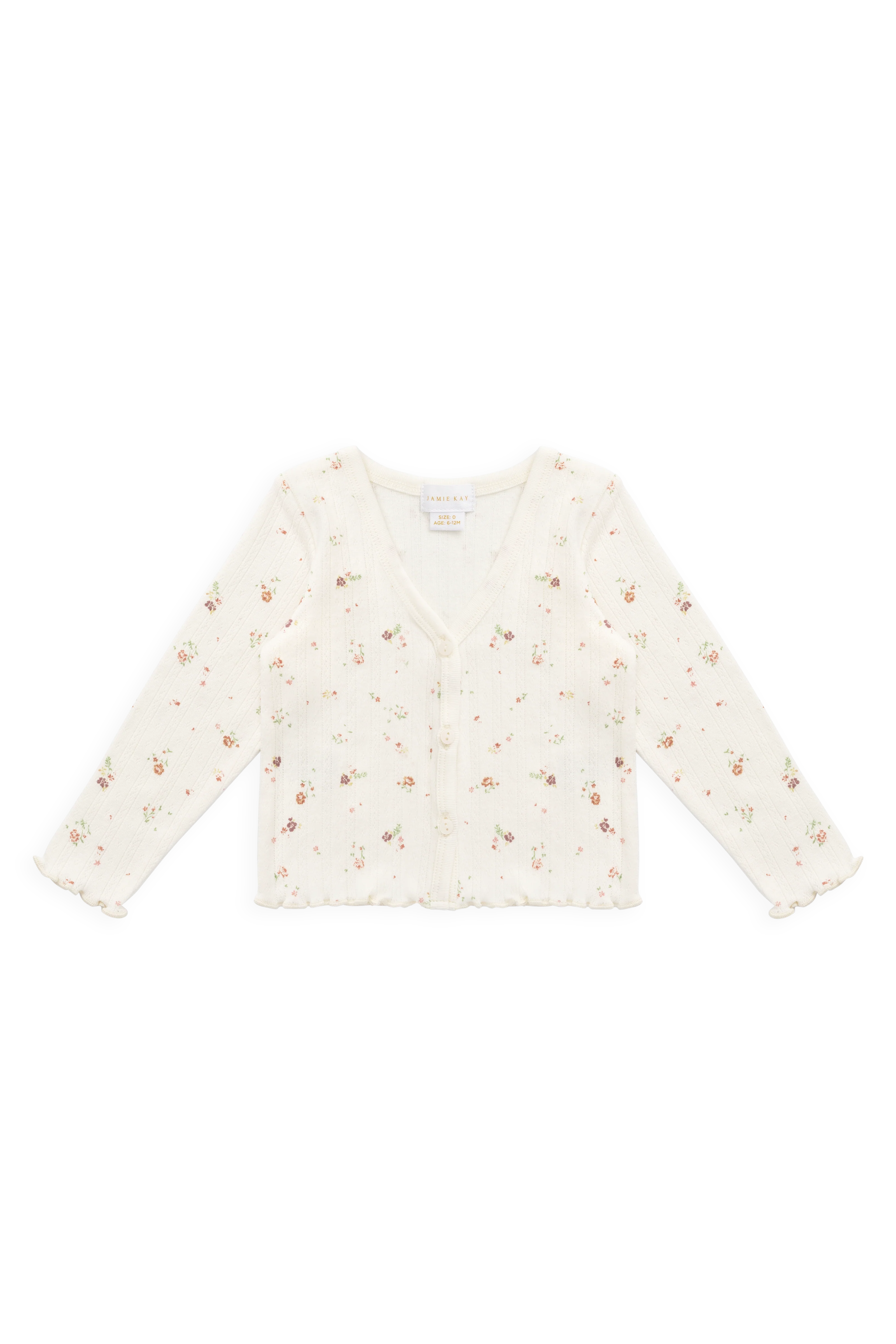 Organic Cotton Pointelle Carine Cardigan - Eloise Egret - Image 2