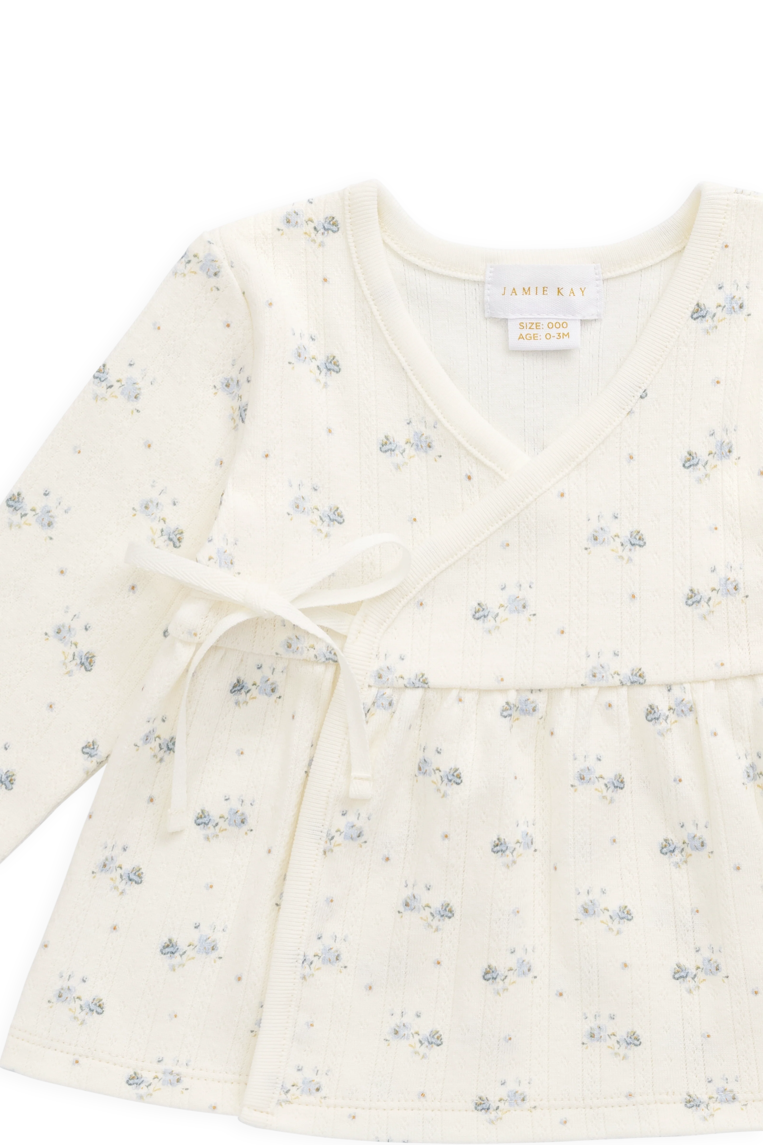 Organic Cotton Pointelle Clemence Wrap Top - Molly Blue - Image 12