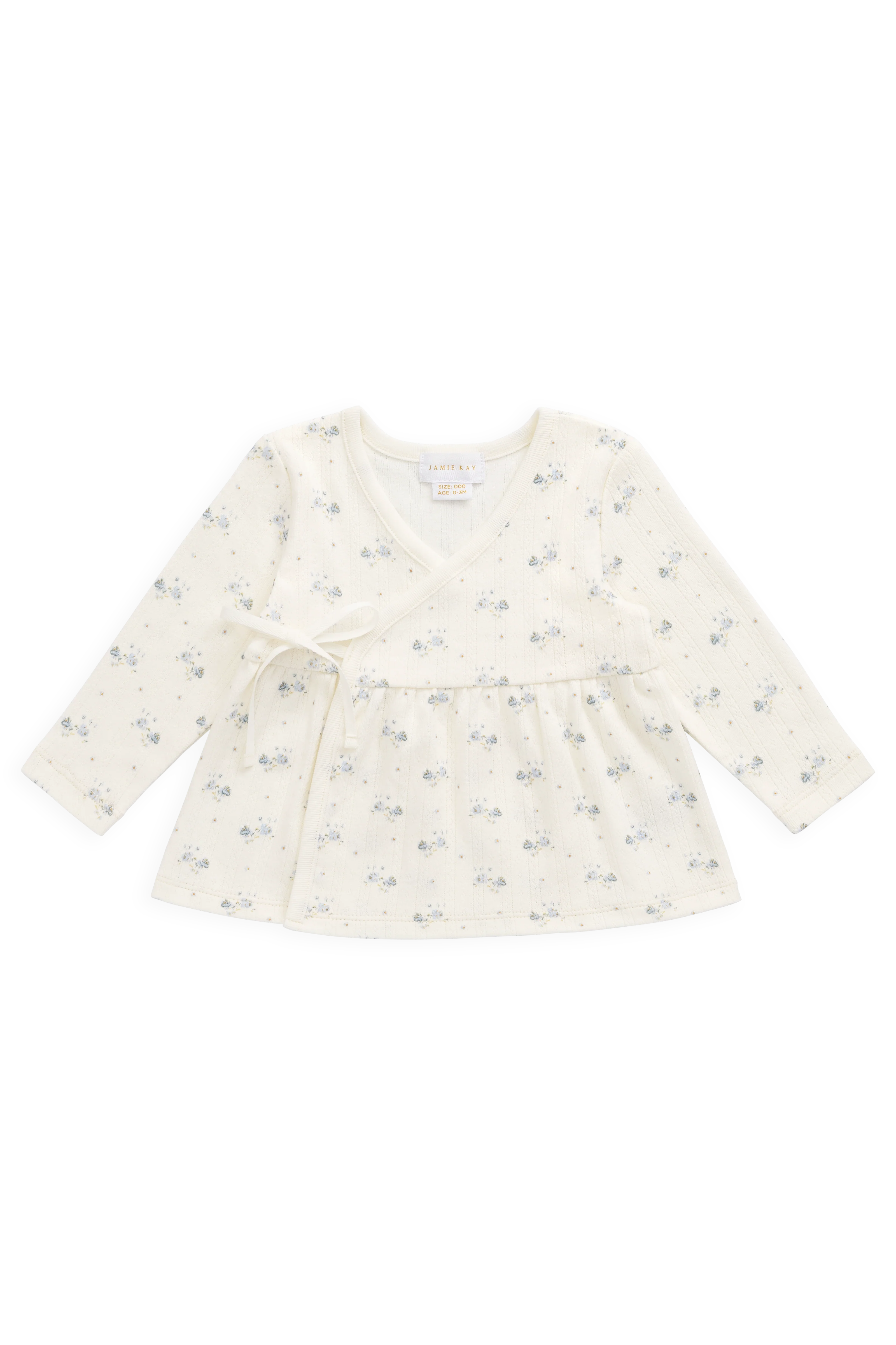Organic Cotton Pointelle Clemence Wrap Top - Molly Blue - Image 2