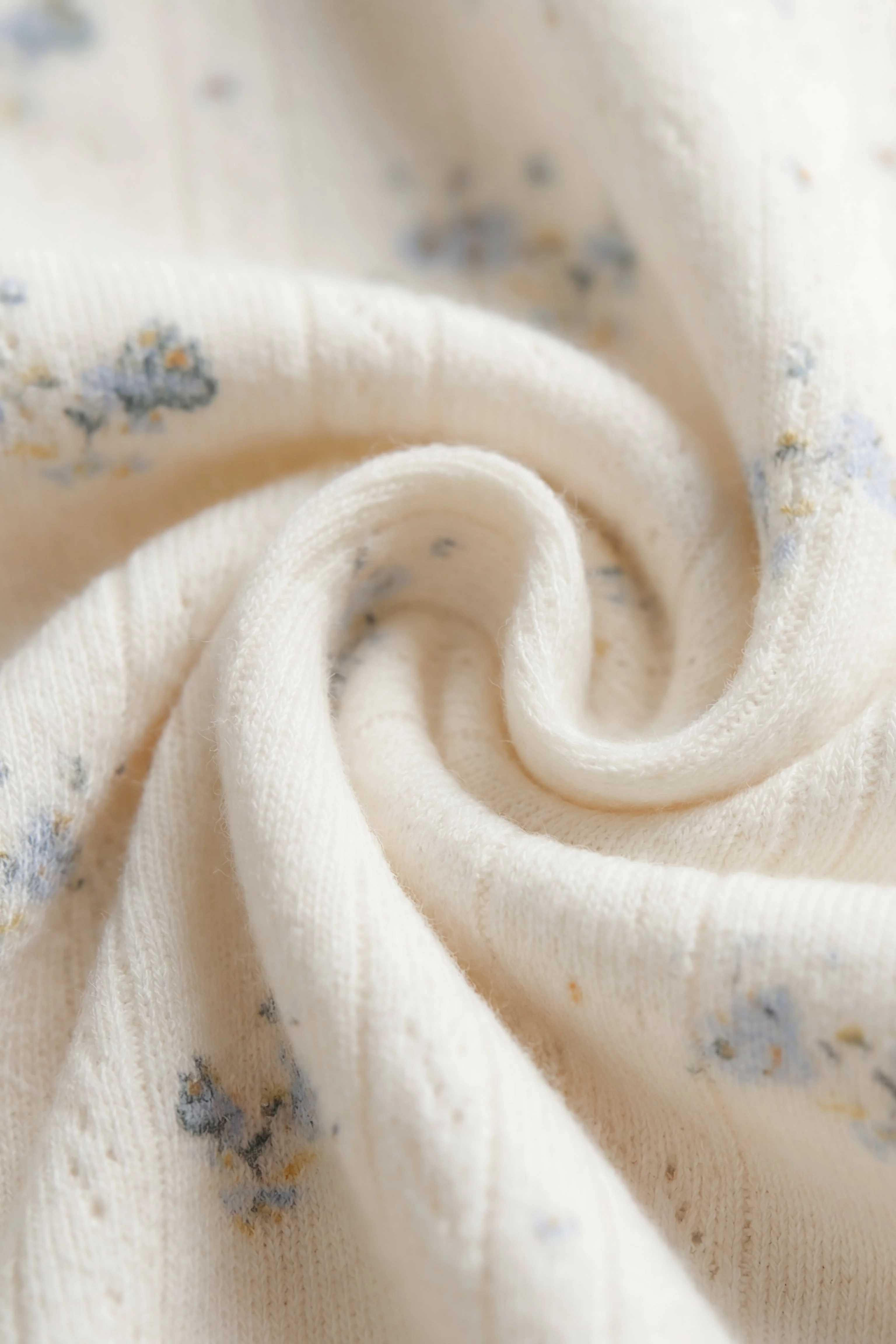 Organic Cotton Pointelle Clemence Wrap Top - Molly Blue - Image 3