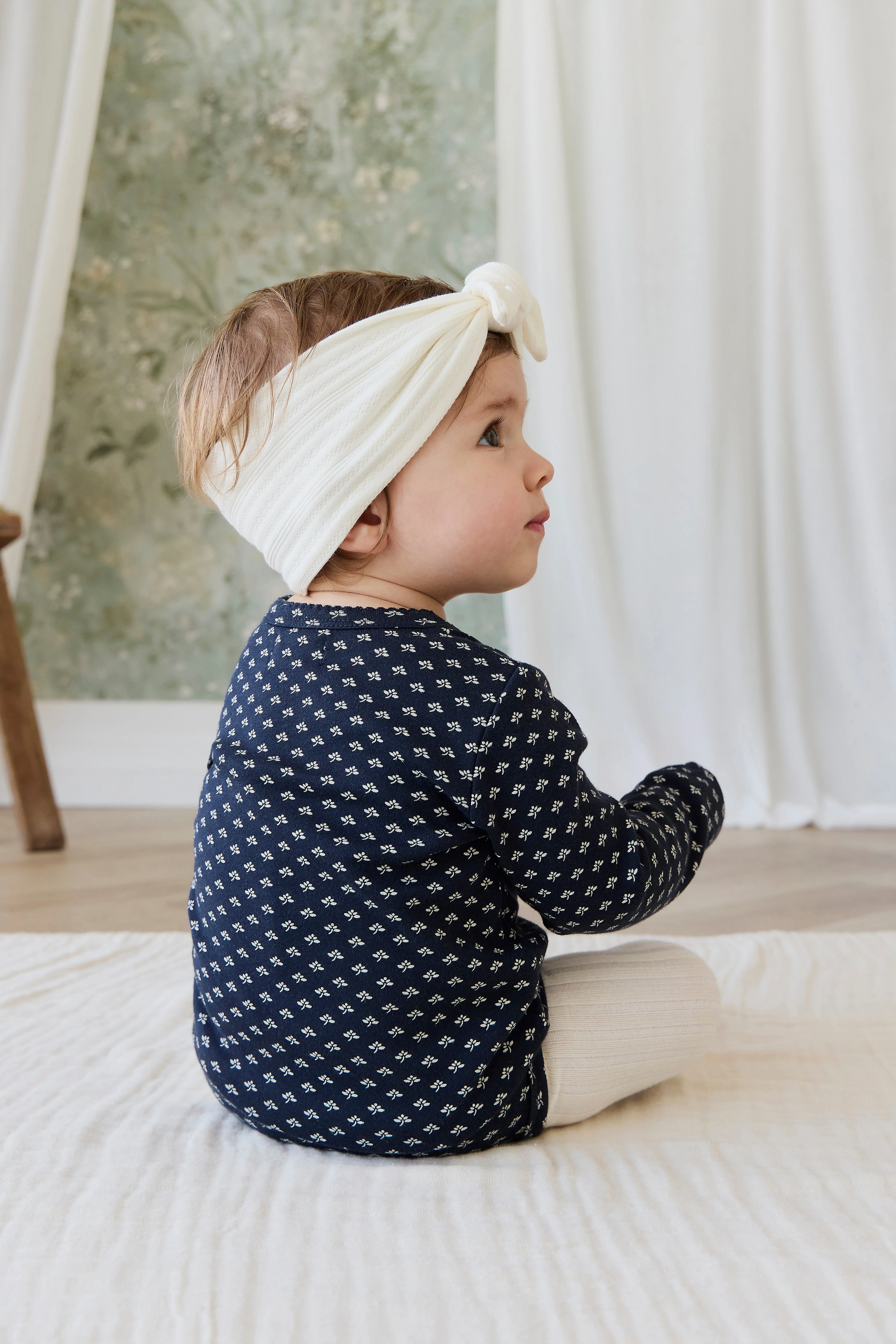 Organic Cotton Pointelle Headband - Parchment - Image 5