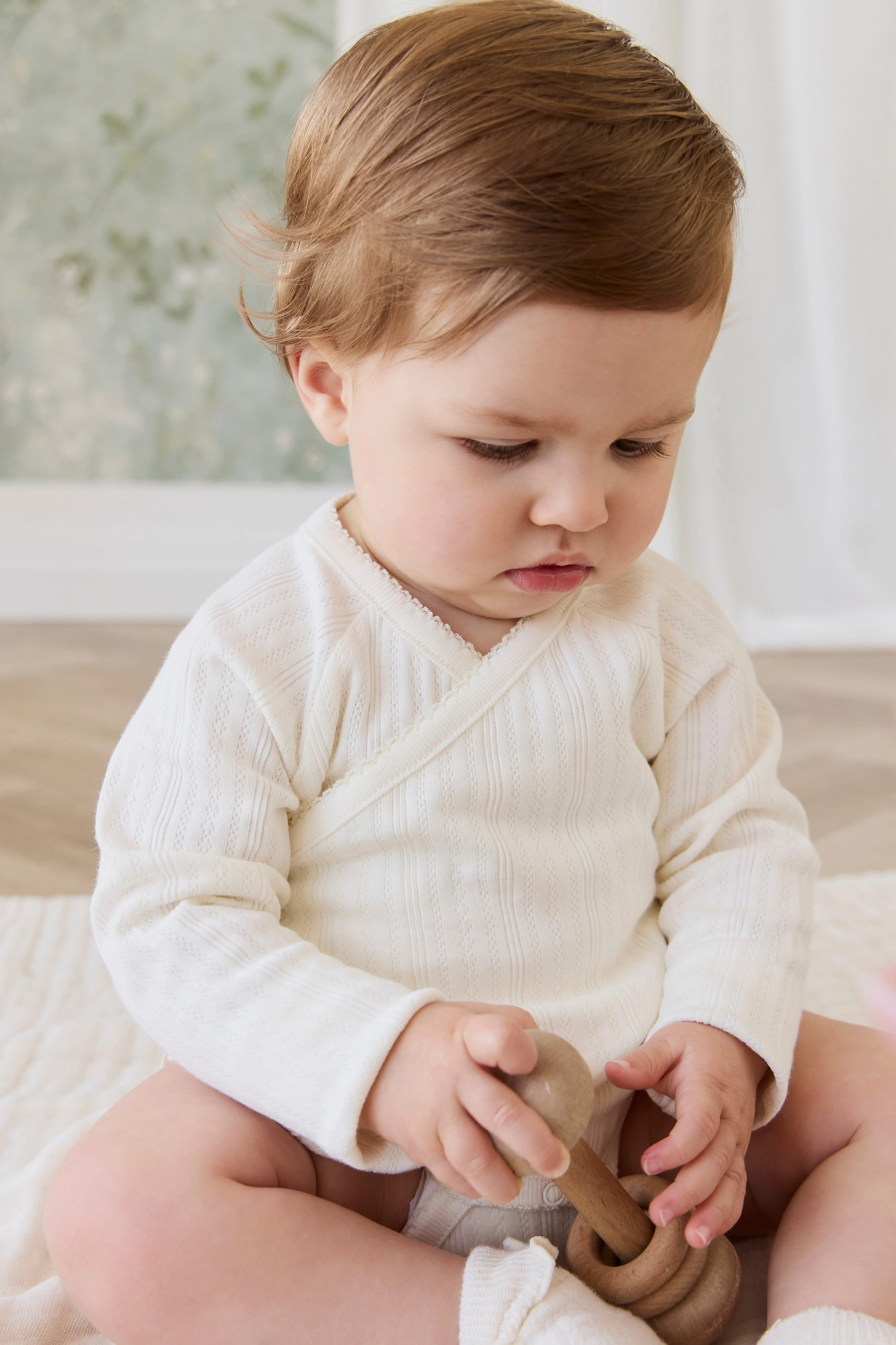 Organic Cotton Pointelle Marina Bodysuit - Parchment