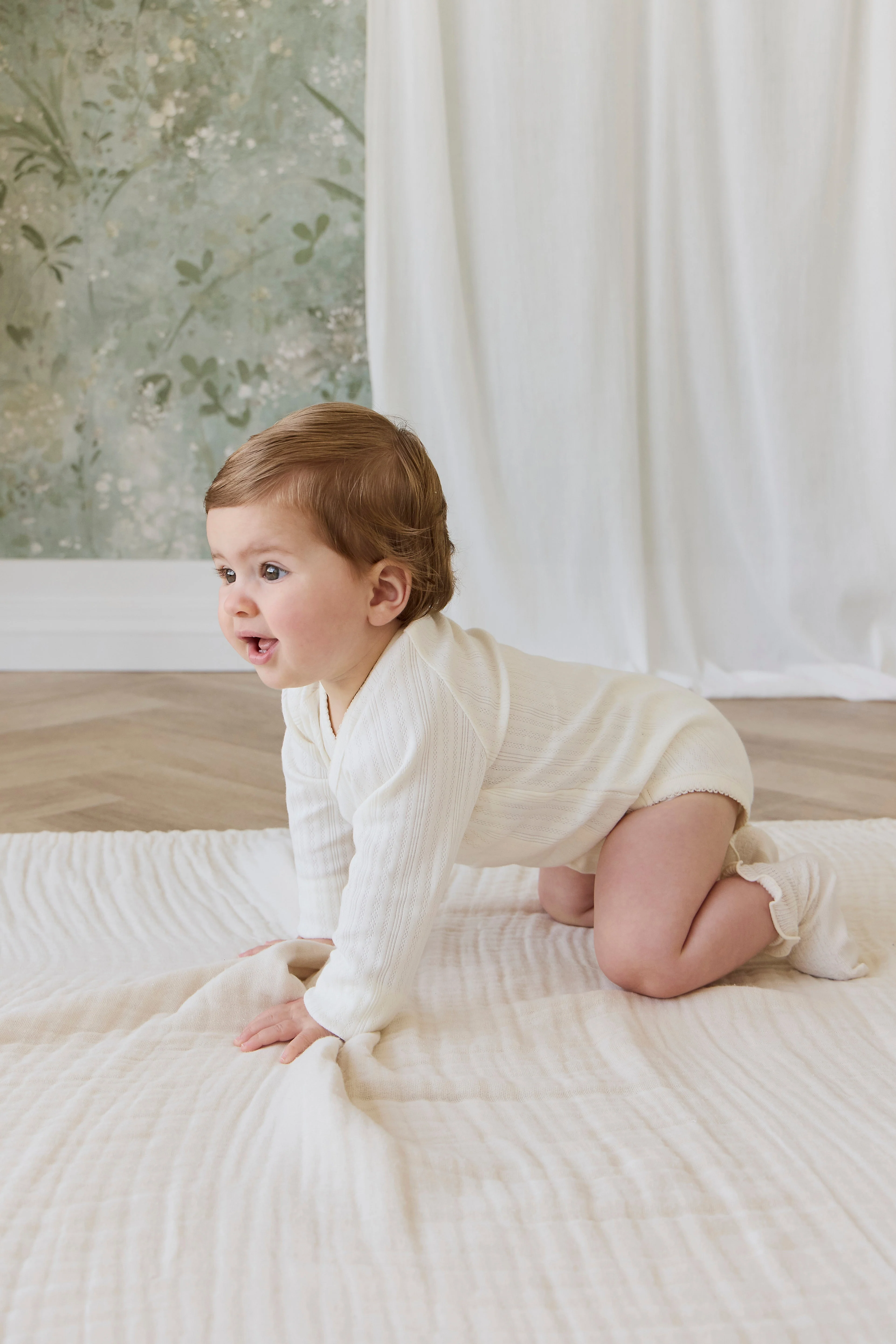 Organic Cotton Pointelle Marina Bodysuit - Parchment - Image 4