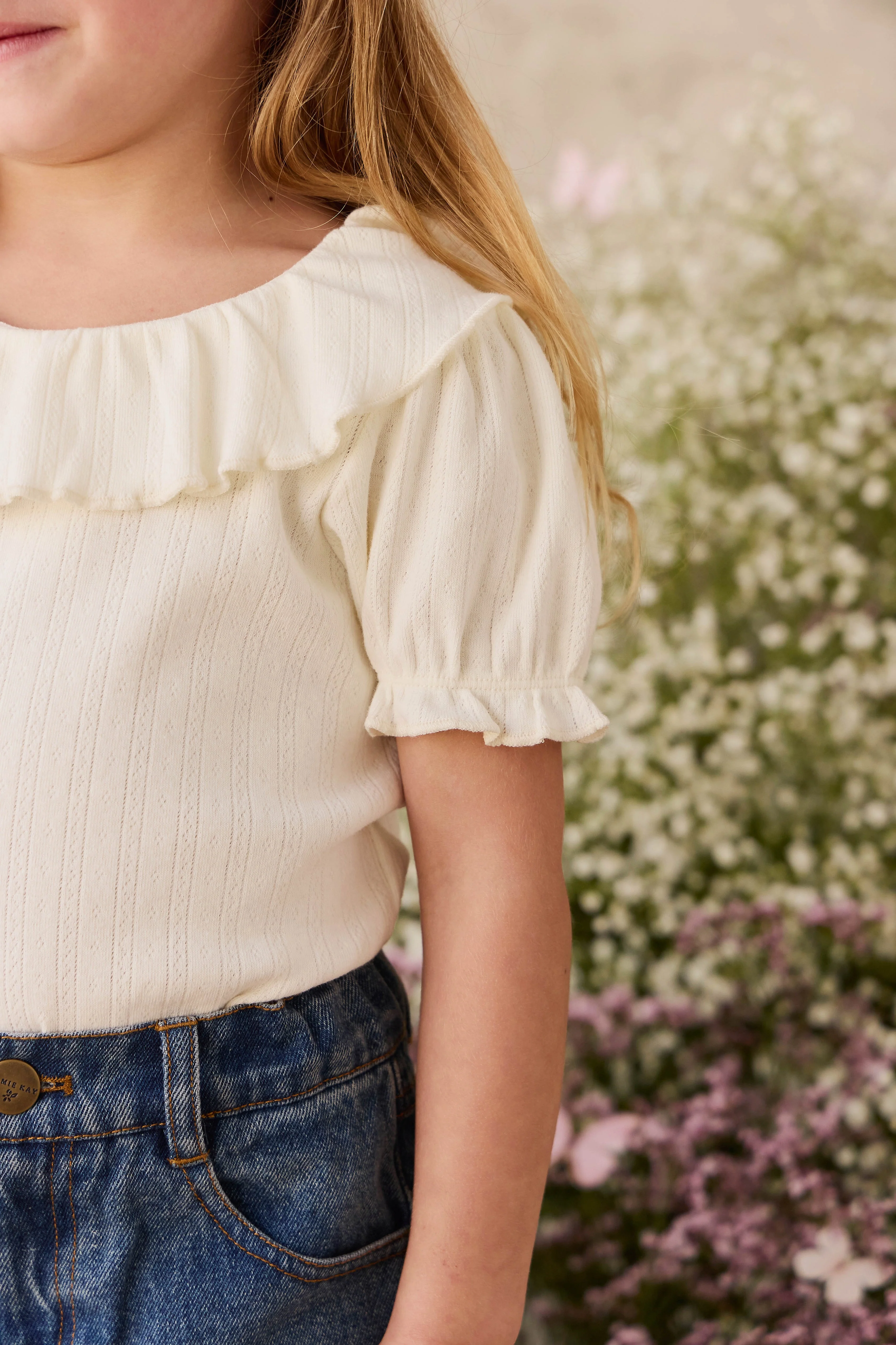 Organic Cotton Pointelle Marlene Top - Parchment - Image 3
