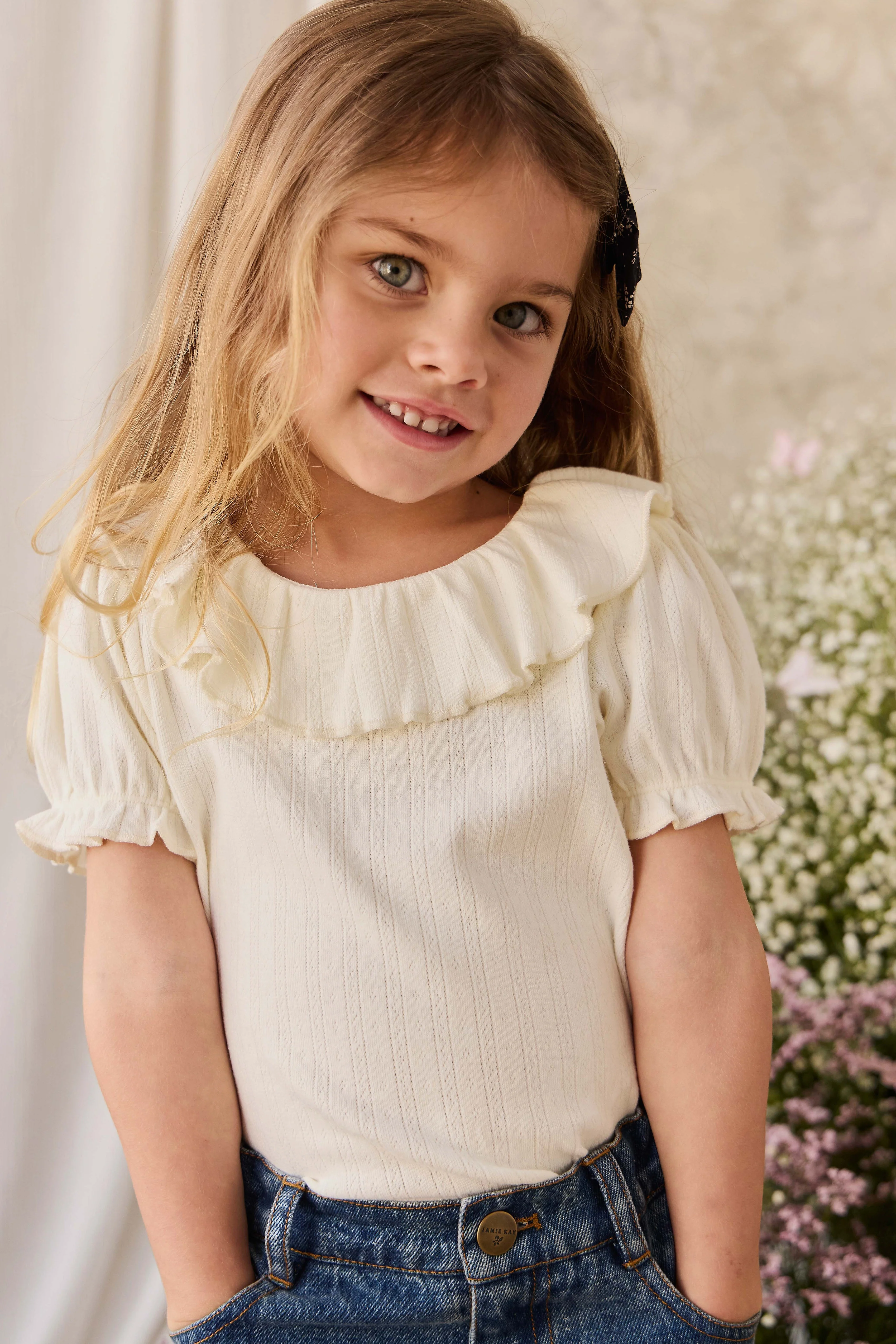 Organic Cotton Pointelle Marlene Top - Parchment - Image 4