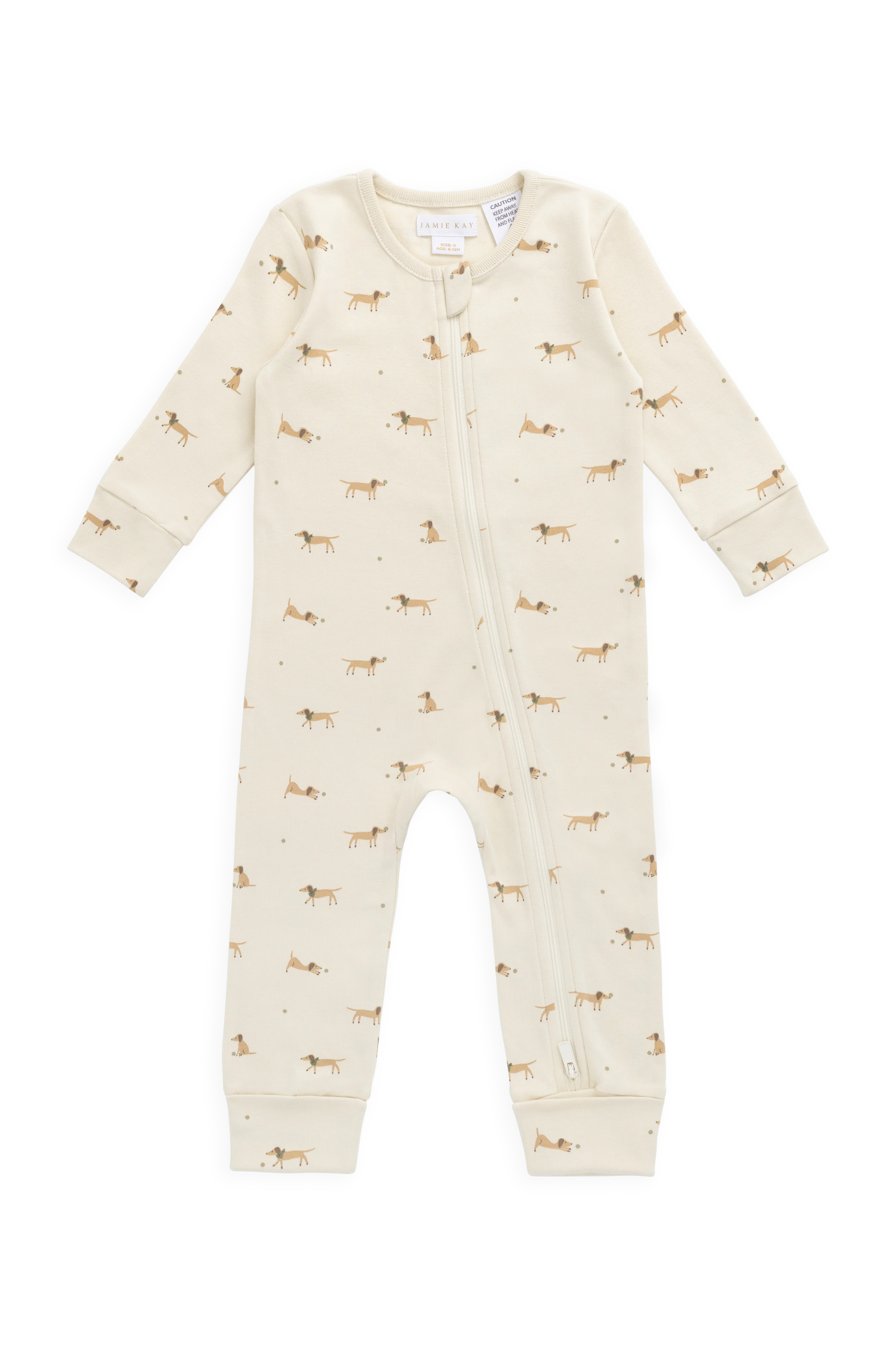 Organic Cotton Reese Zip Onepiece - Play Ball Cassava - Image 2