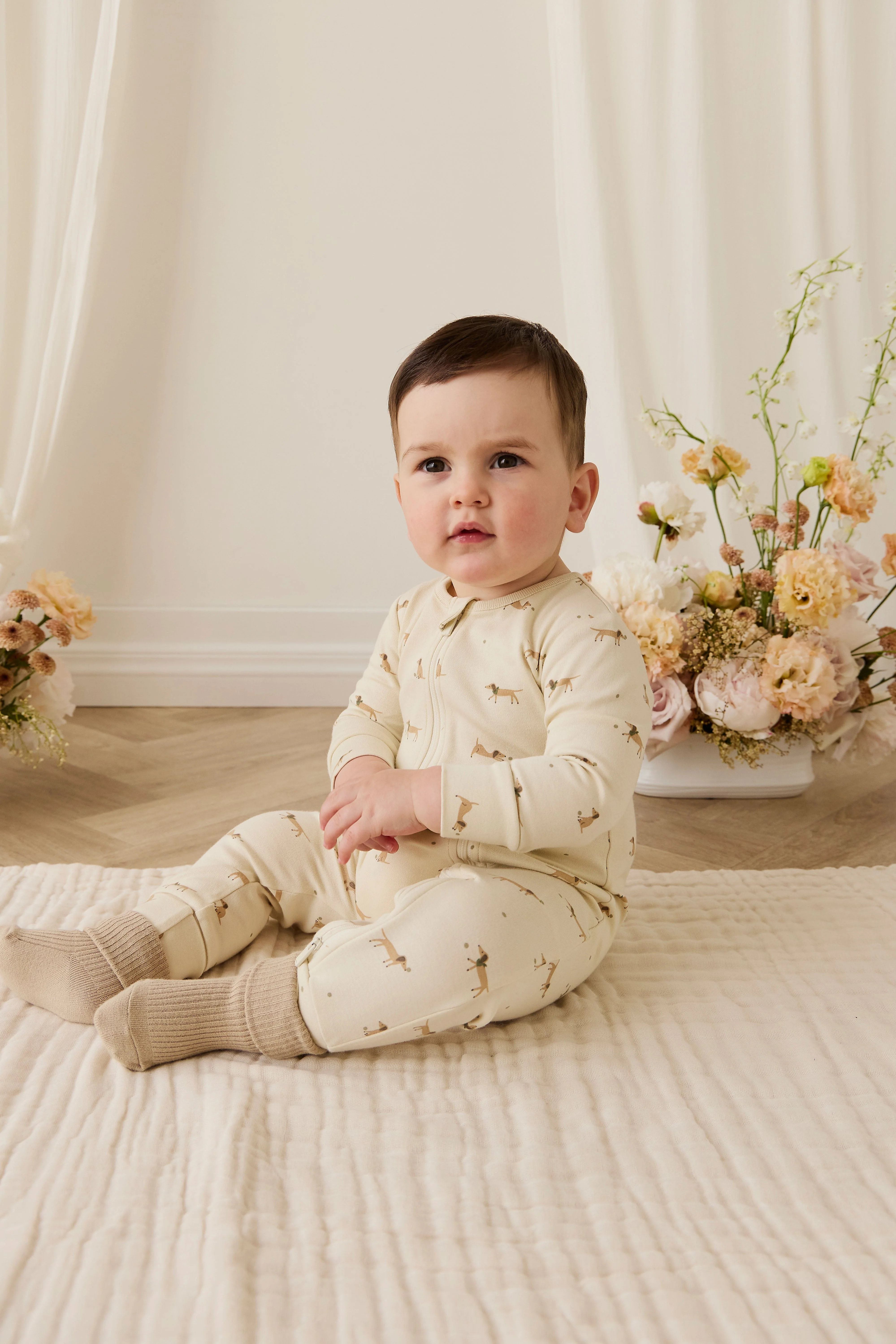 Organic Cotton Reese Zip Onepiece - Play Ball Cassava - Image 7