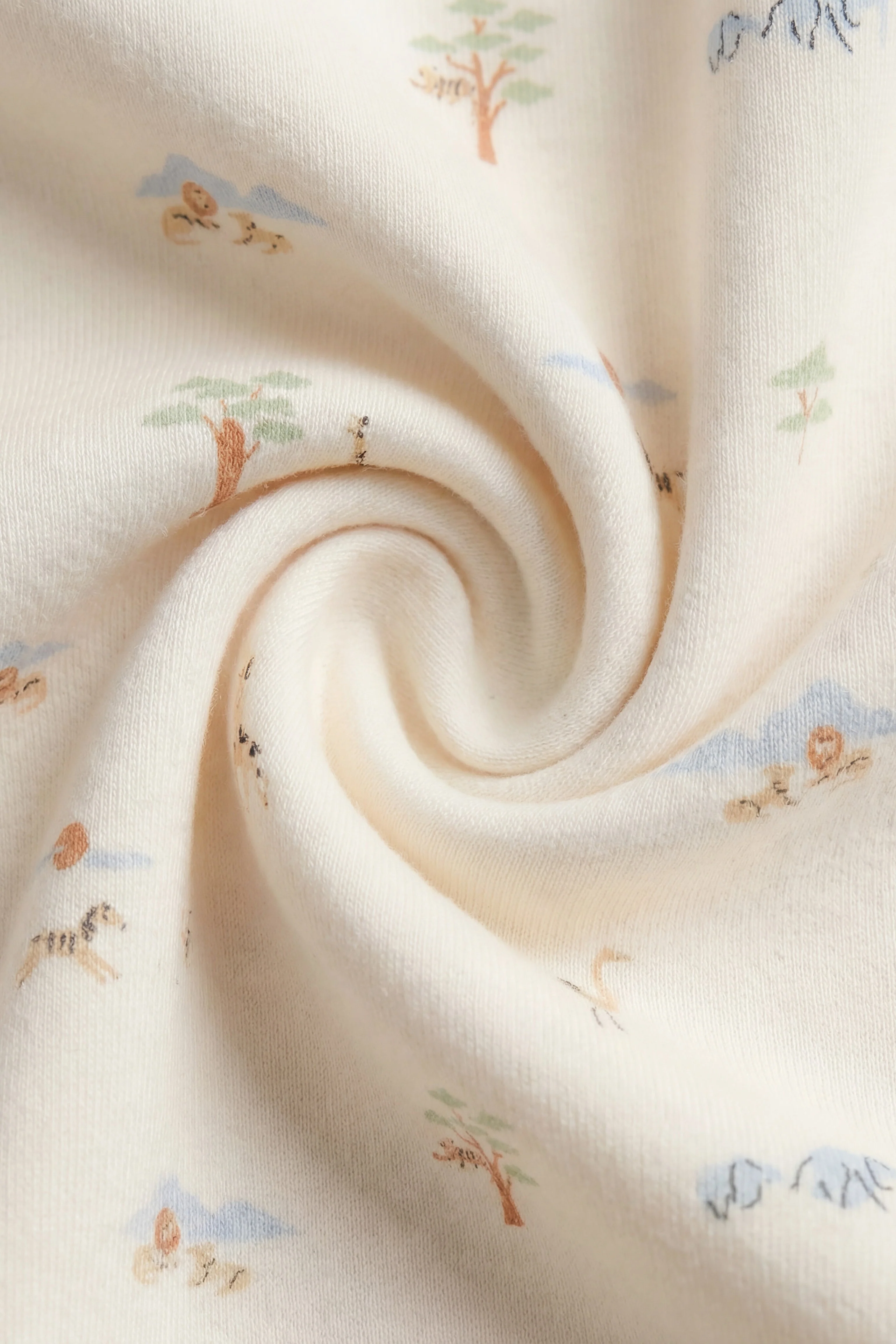 Organic Cotton Reese Zip Onepiece - Savannah Animals Tofu - Image 3
