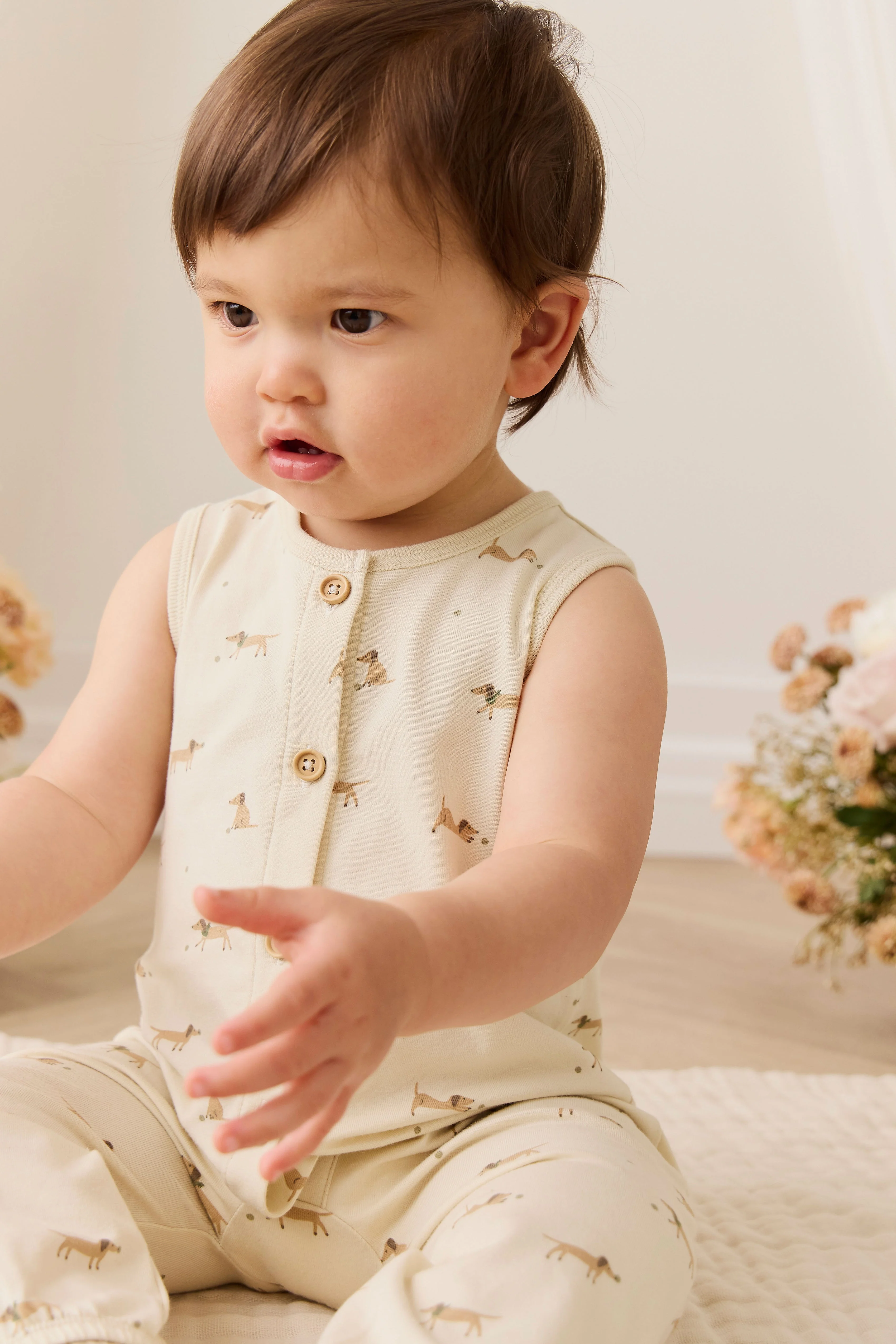Organic Cotton Rupert Onepiece - Play Ball Cassava