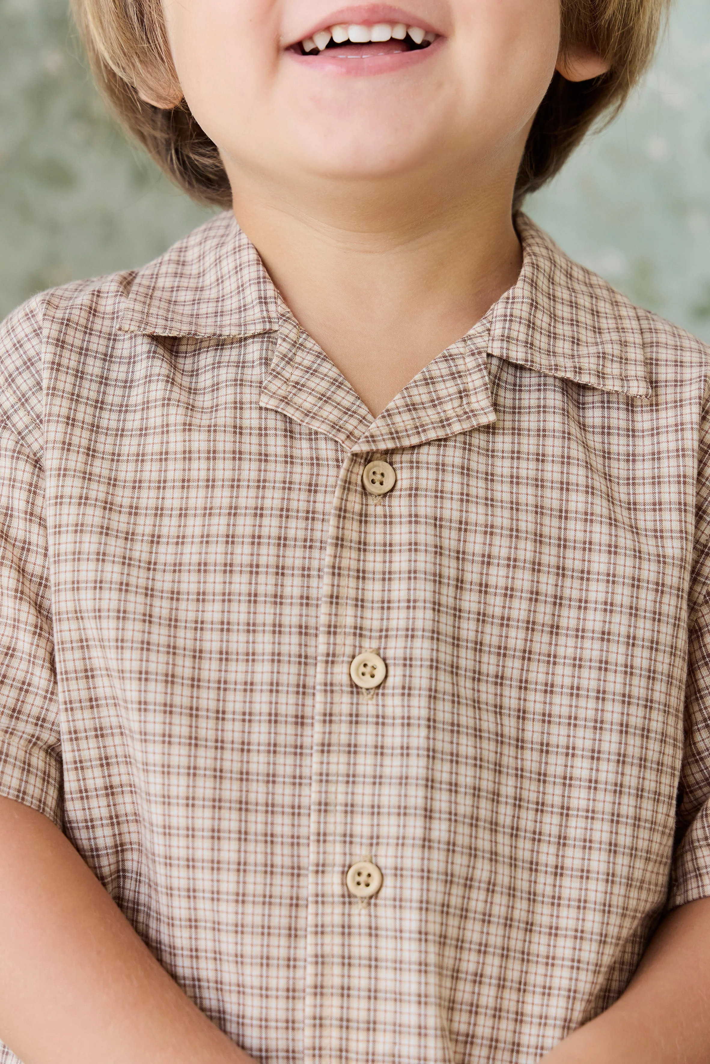 Organic Cotton Silas Shirt - Cabin Check Cocoa - Image 4