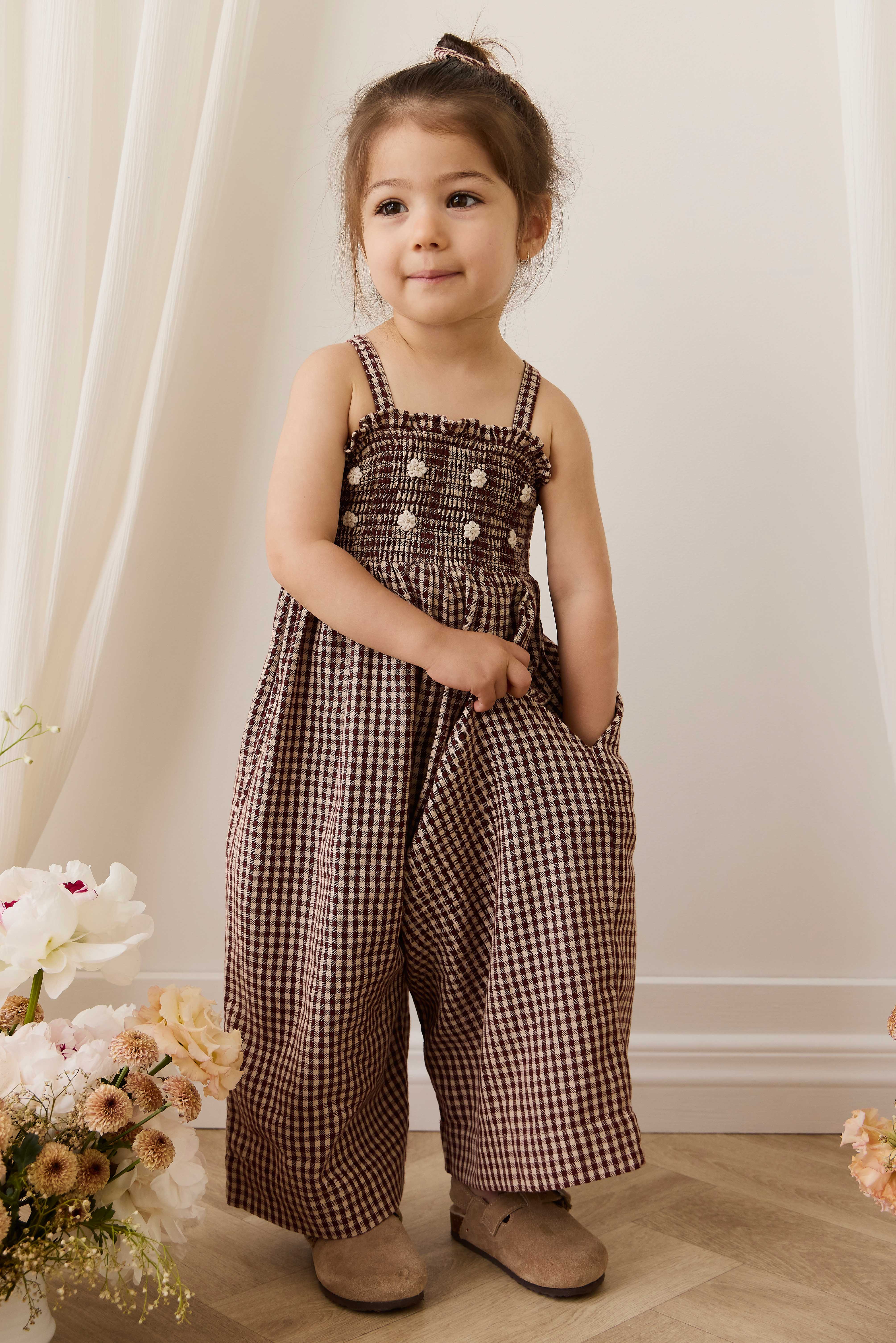 Organic Cotton Solenne Jumpsuit - Cinnamon Gingham - Image 11