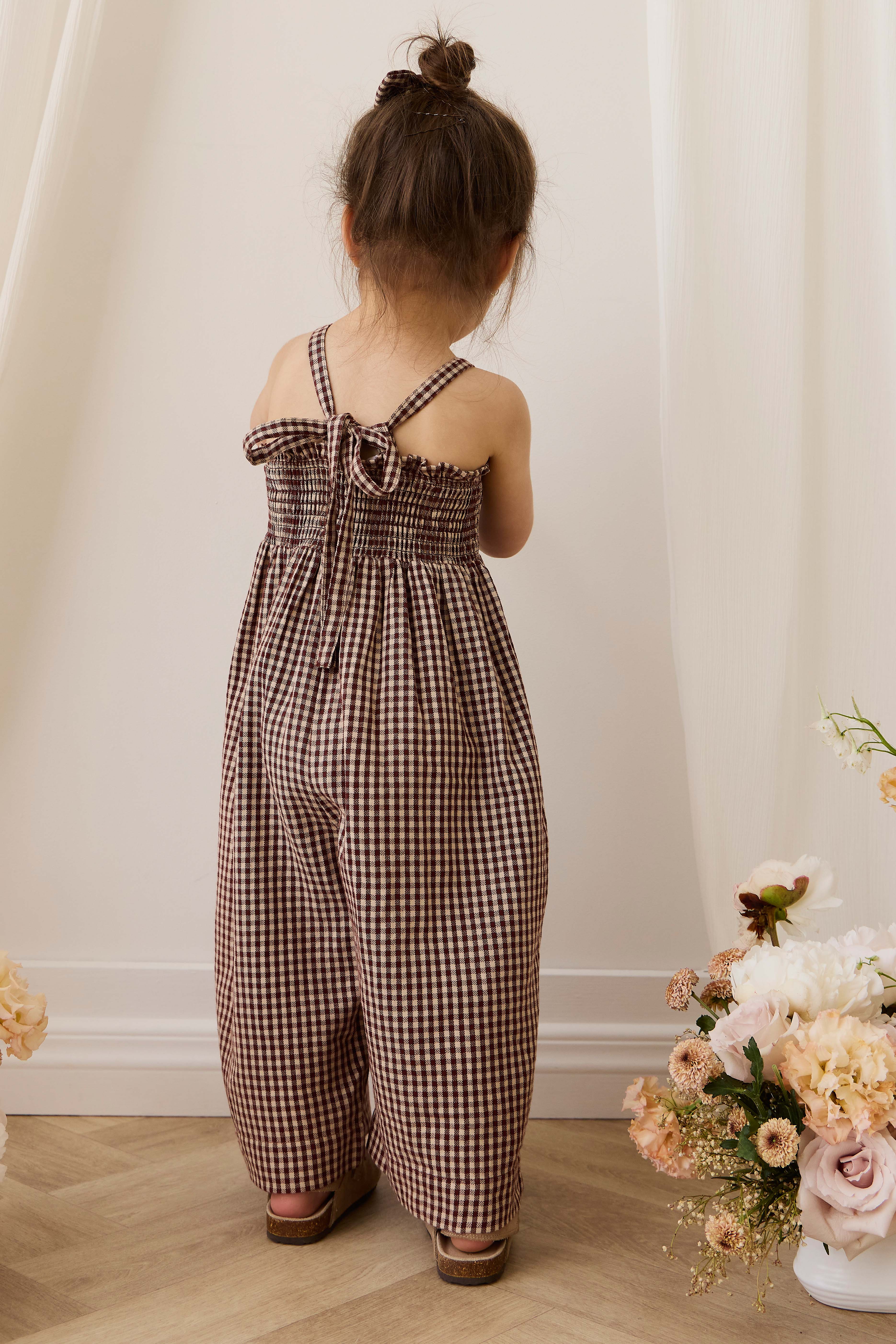 Organic Cotton Solenne Jumpsuit - Cinnamon Gingham - Image 12