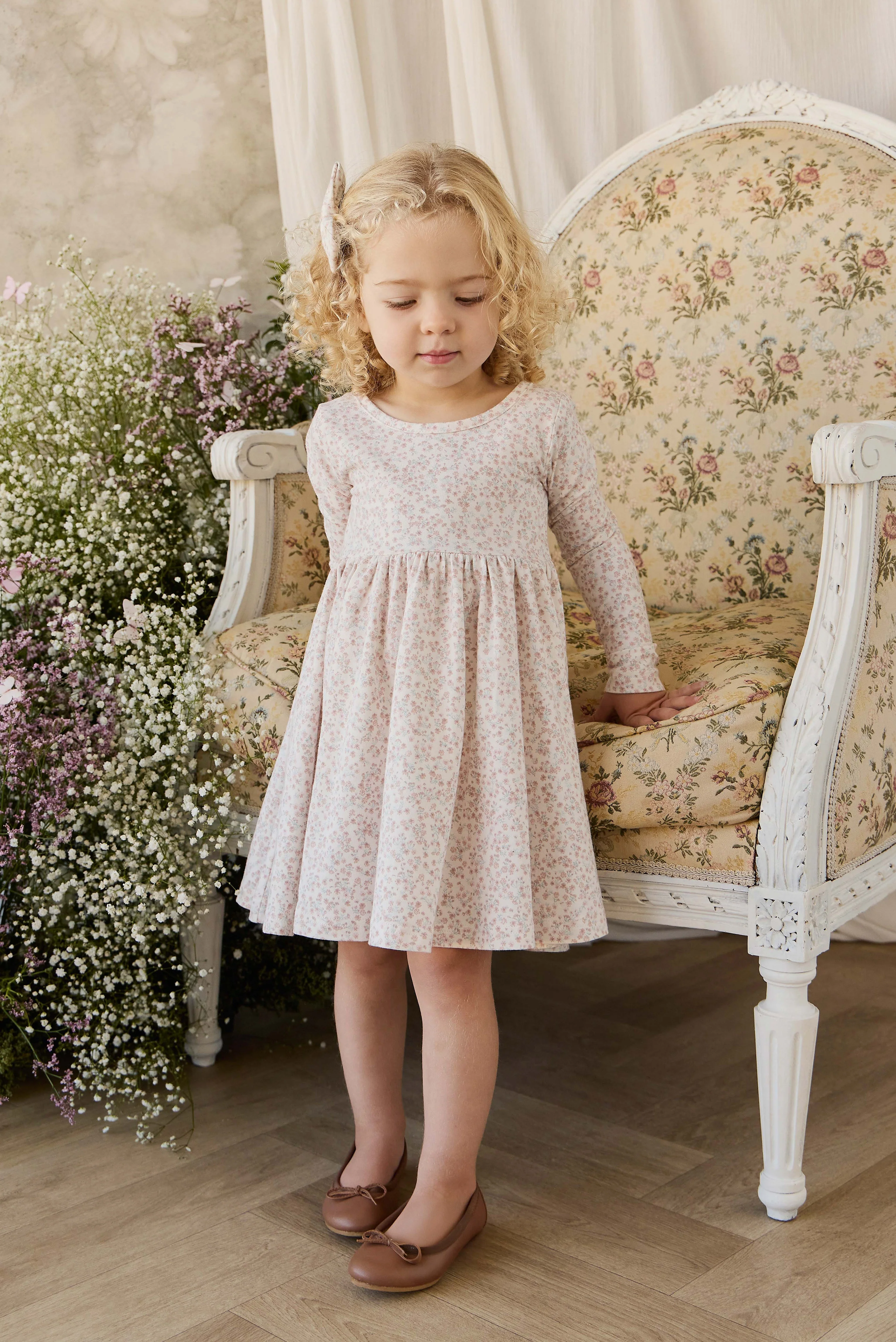 Organic Cotton Tallulah Dress - Posy Milk - Image 5