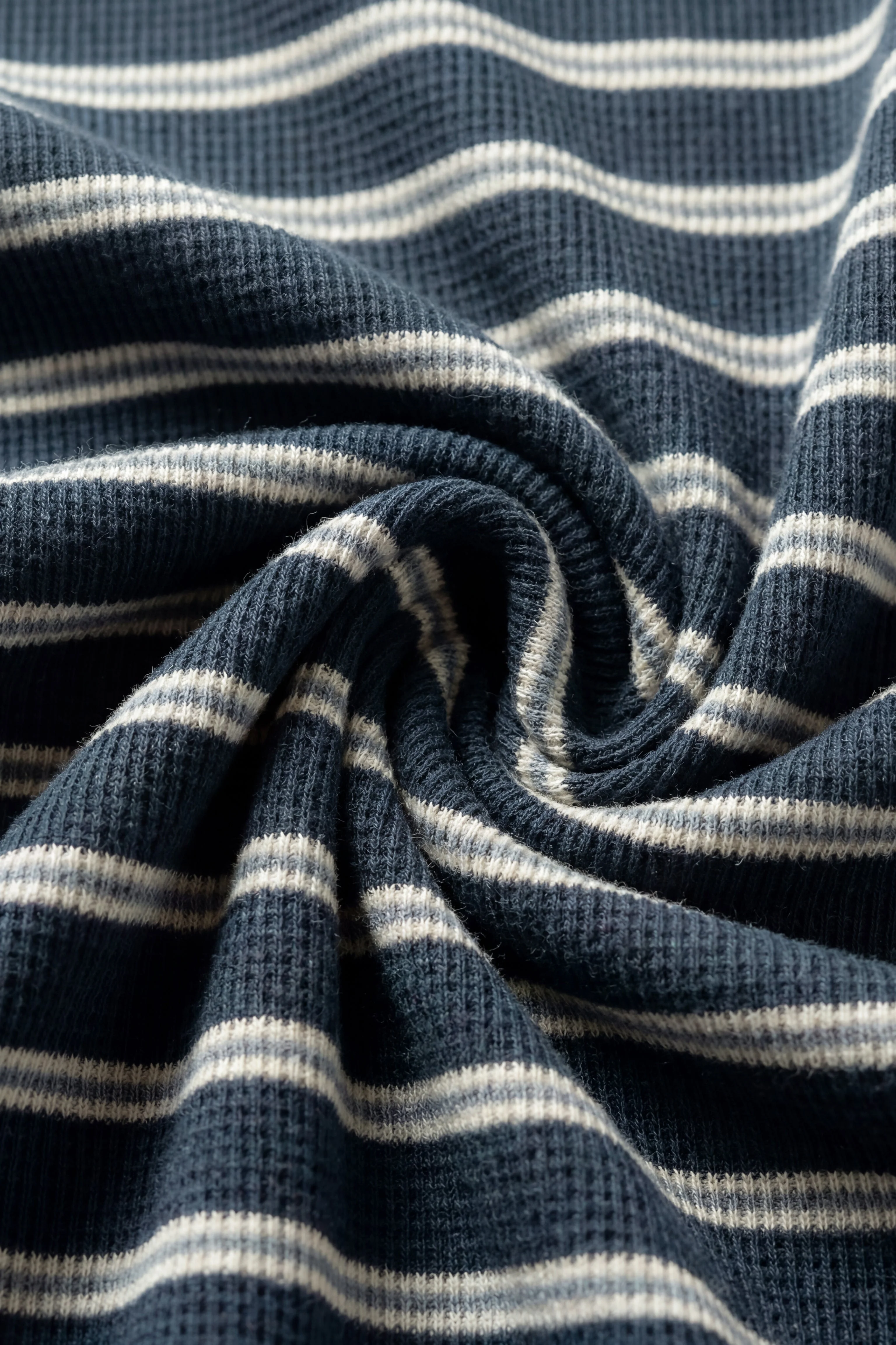 Organic Cotton Waffle Leith Long Sleeve Top - Dreamer Stripe Captain - Image 3
