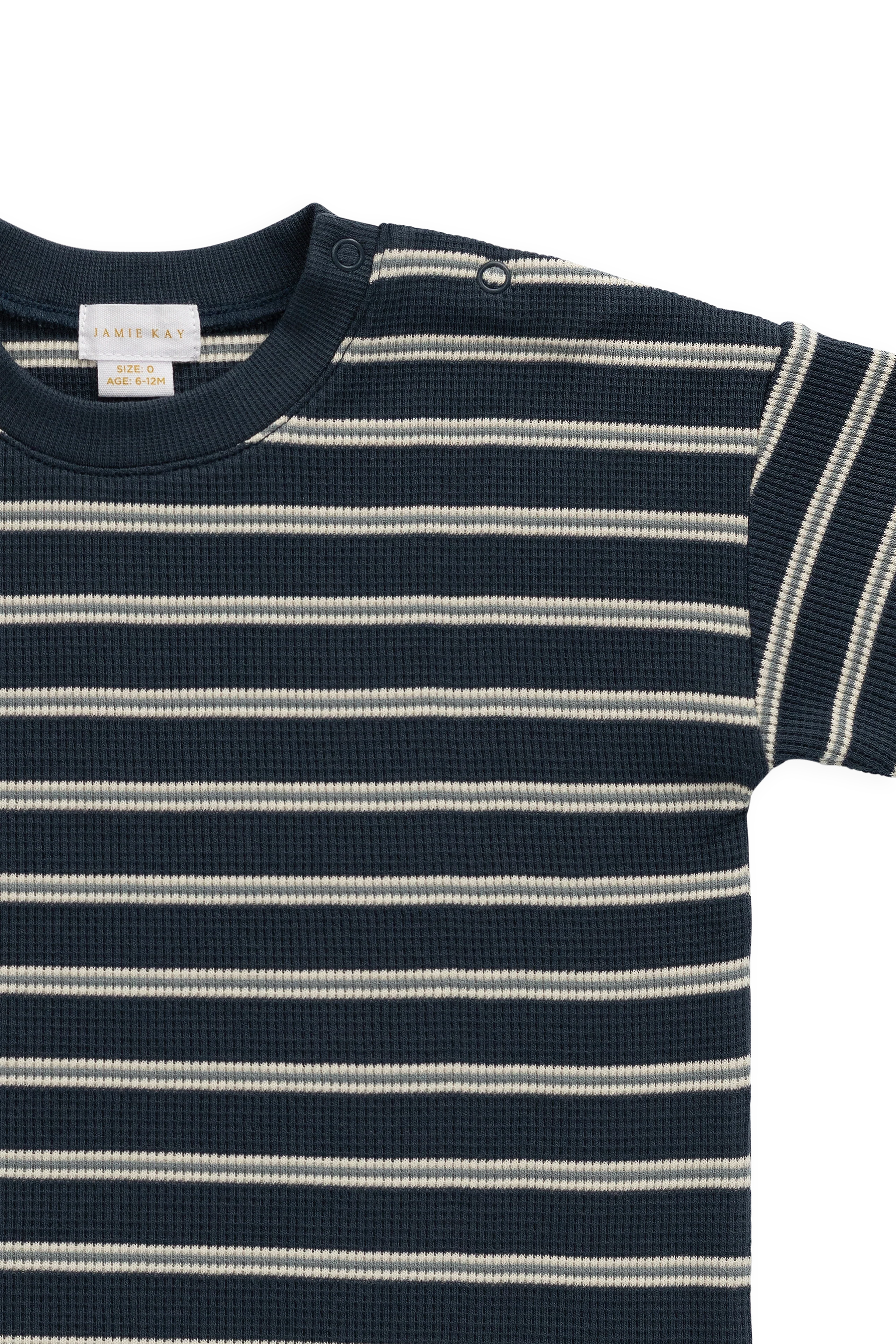 Organic Cotton Waffle Leith Tee - Dreamer Stripe Captain - Image 10