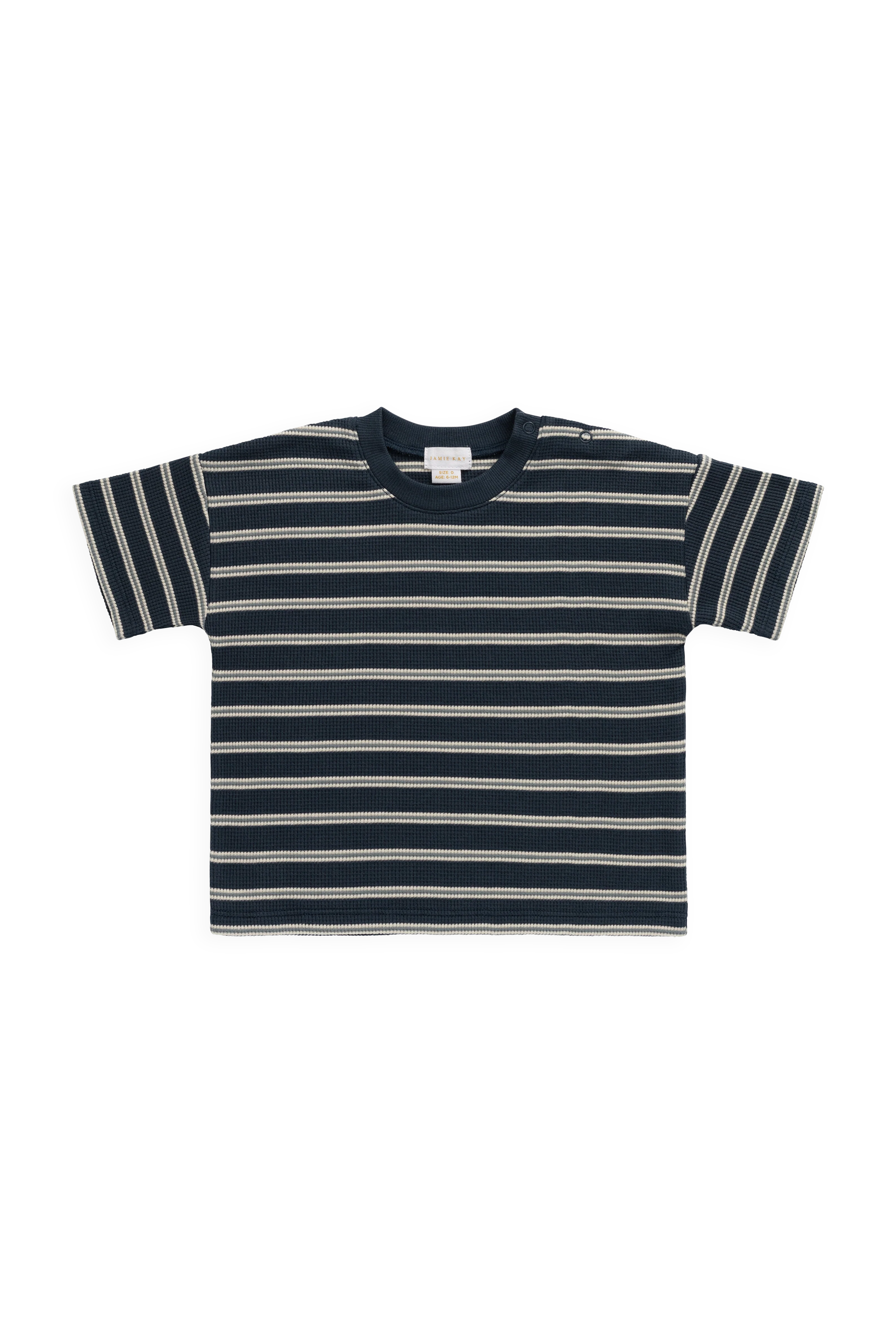 Organic Cotton Waffle Leith Tee - Dreamer Stripe Captain - Image 2