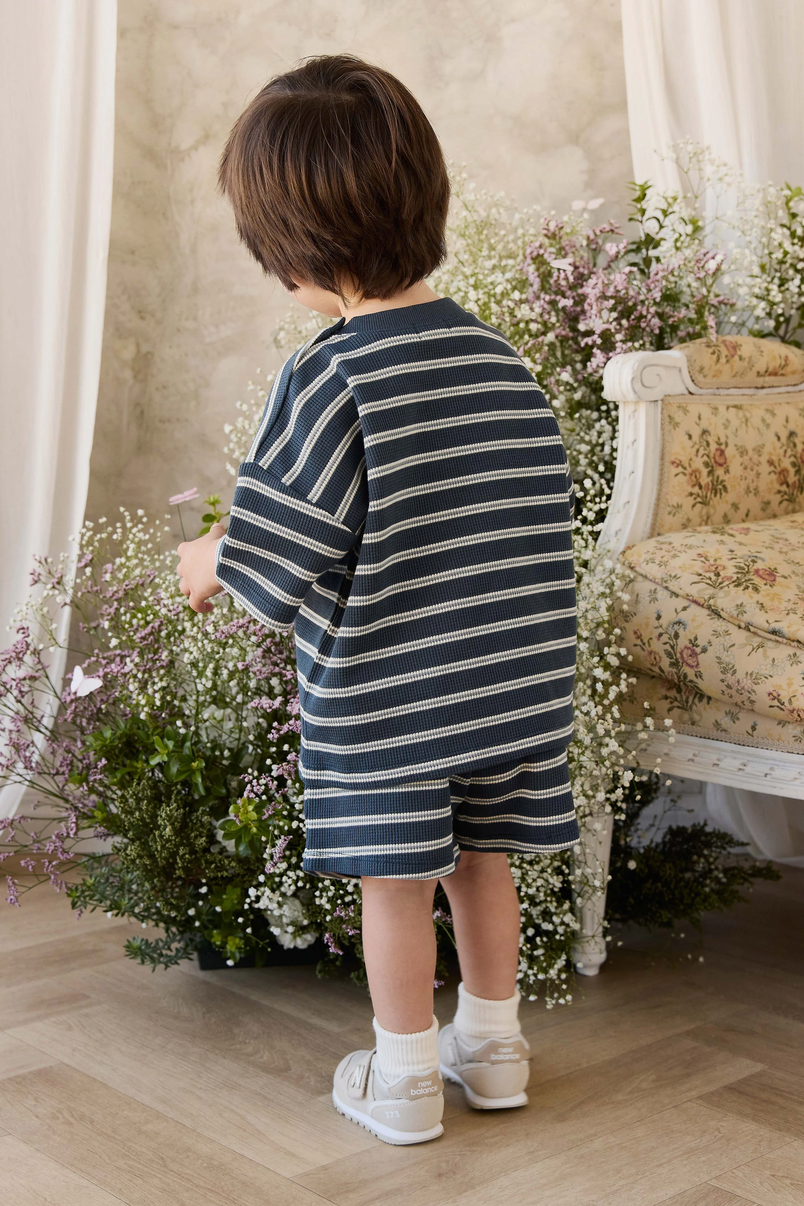 Organic Cotton Waffle Leith Tee - Dreamer Stripe Captain - Image 7