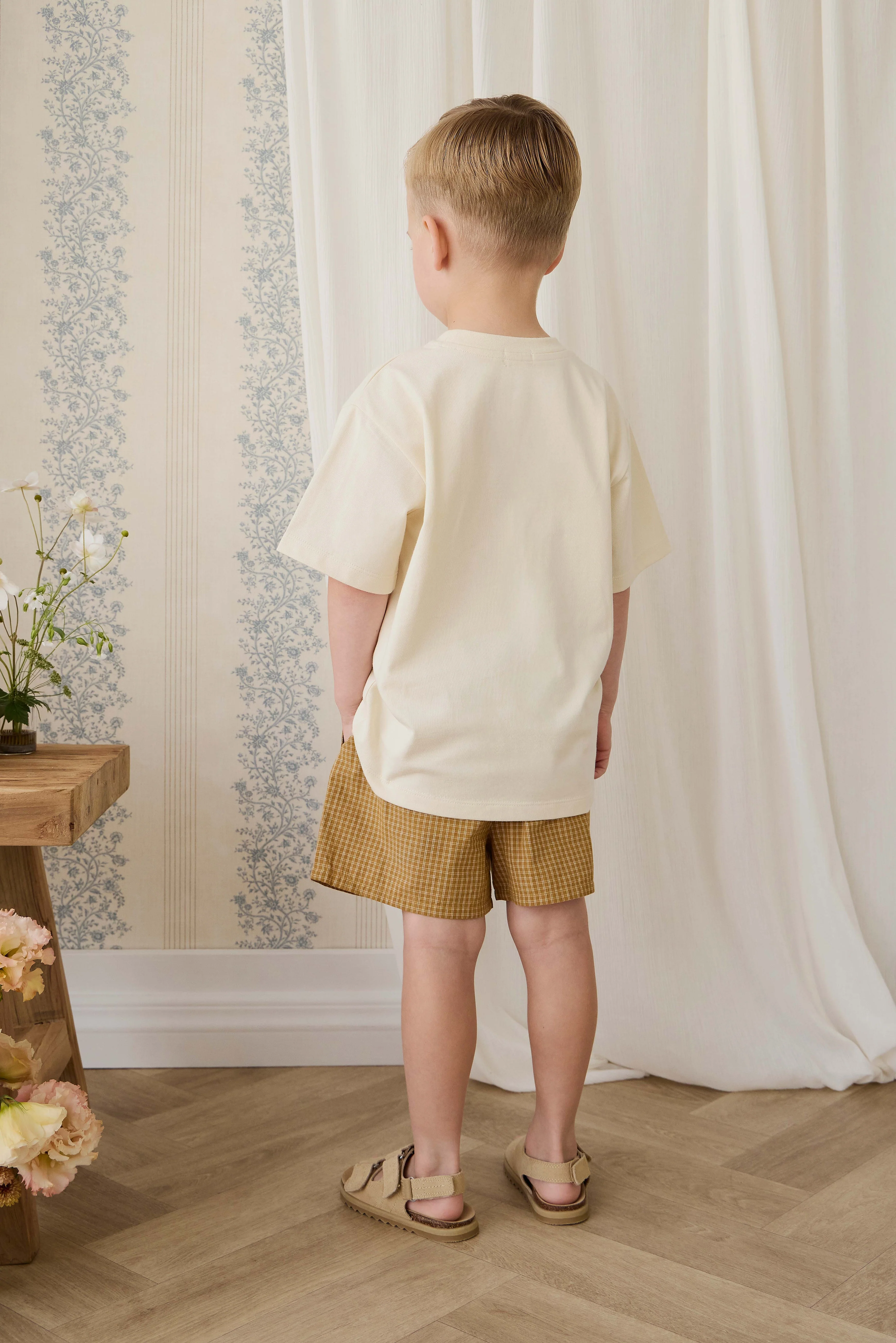 Organic Cotton Wilder Short - Windowpane Check Buckwheat - Image 6