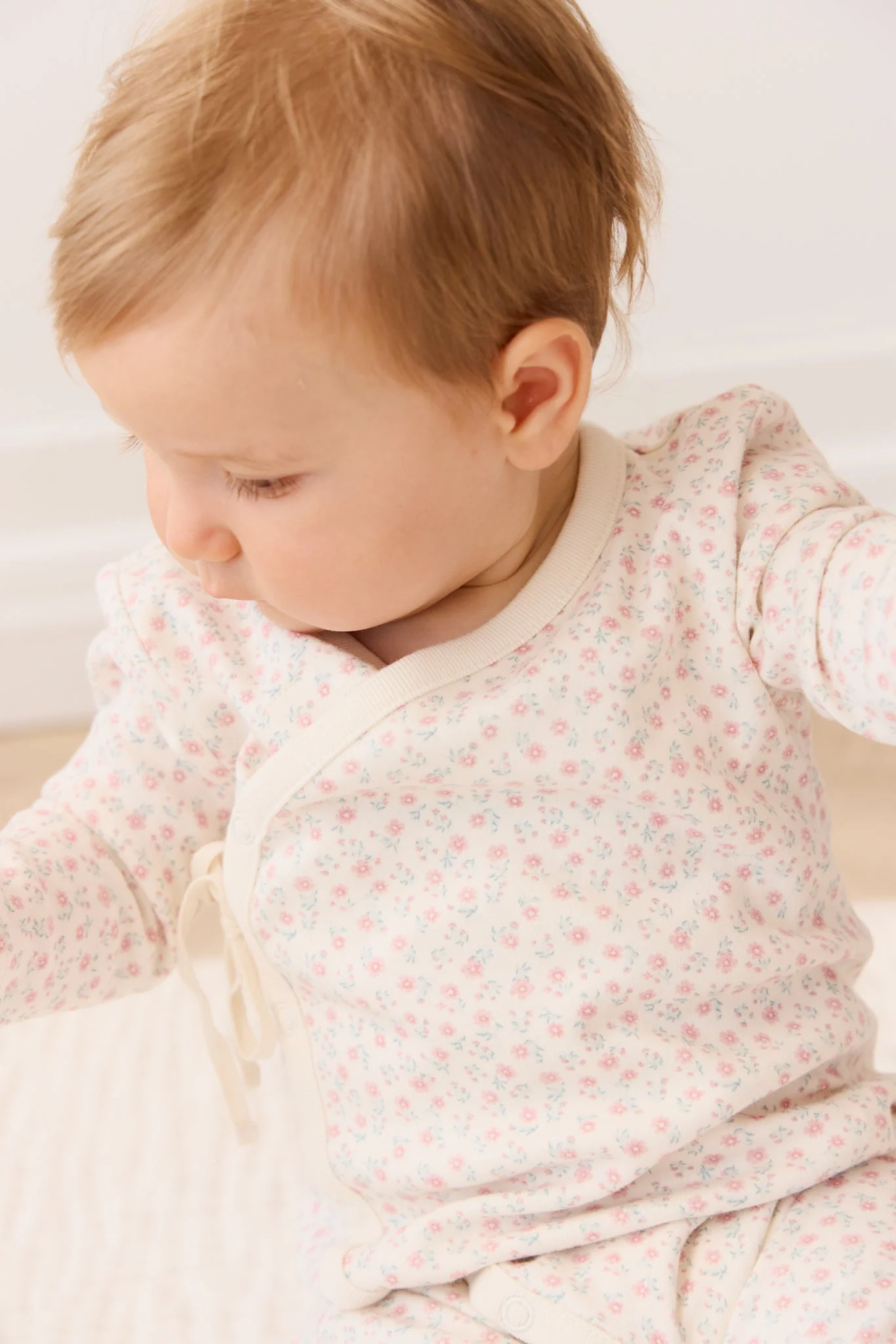 Organic Cotton Wrap Onepiece - Posy Garden Pink