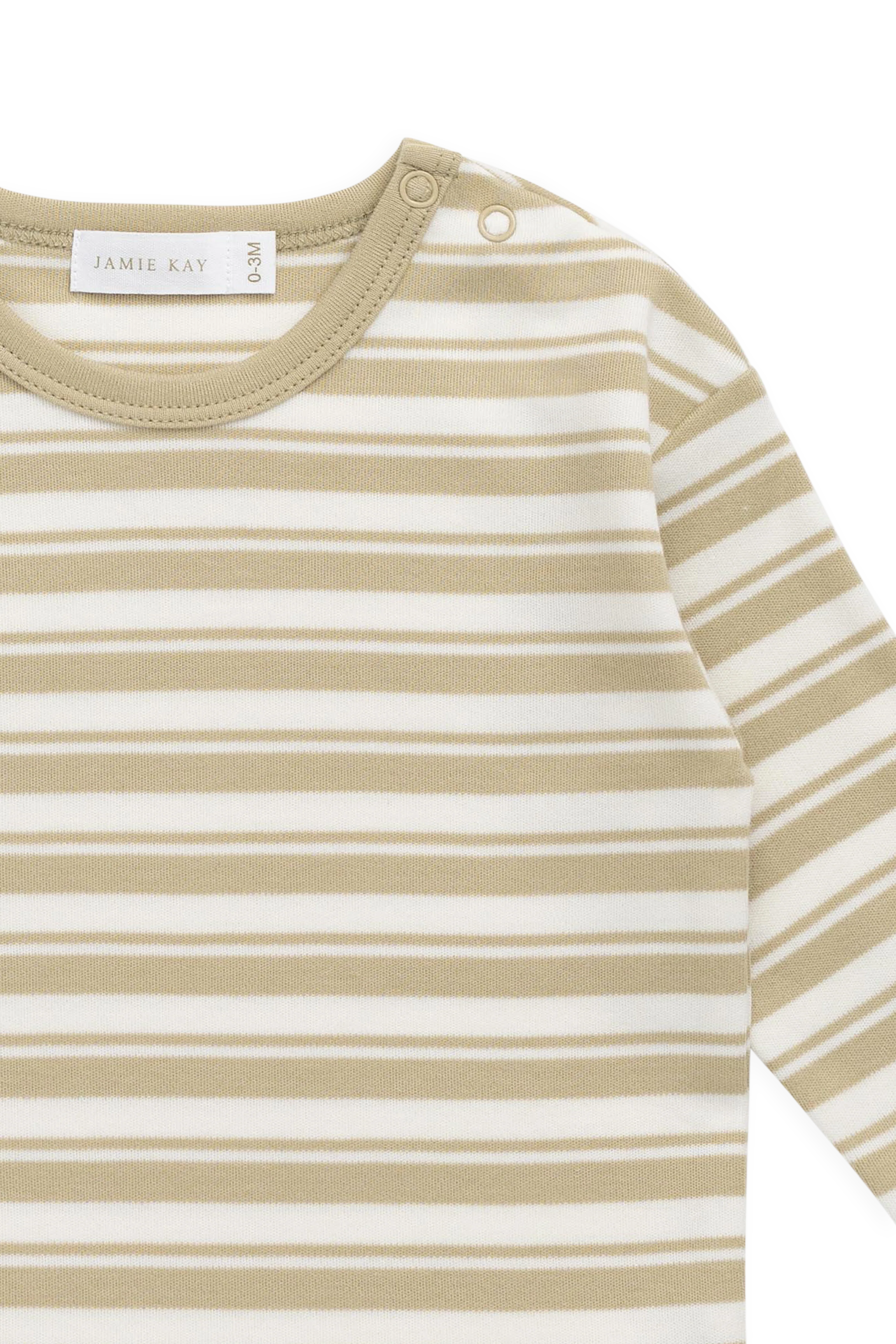 Pima Cotton Arnold Long Sleeve Top - Double Stripe Hay/Cloud - Image 6