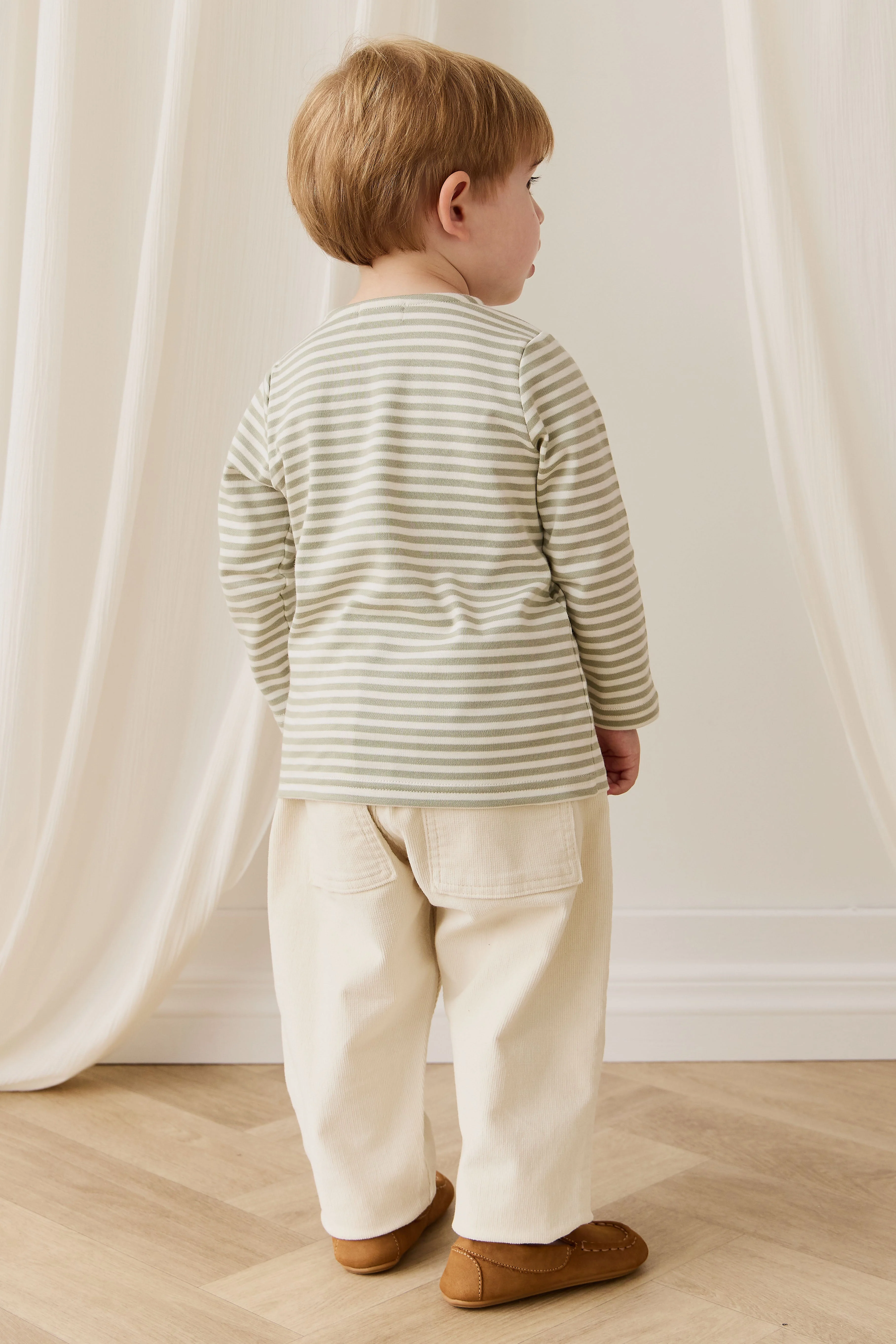Pima Cotton Shae Top - Narrow Stripe Lichen / Cloud - Image 6