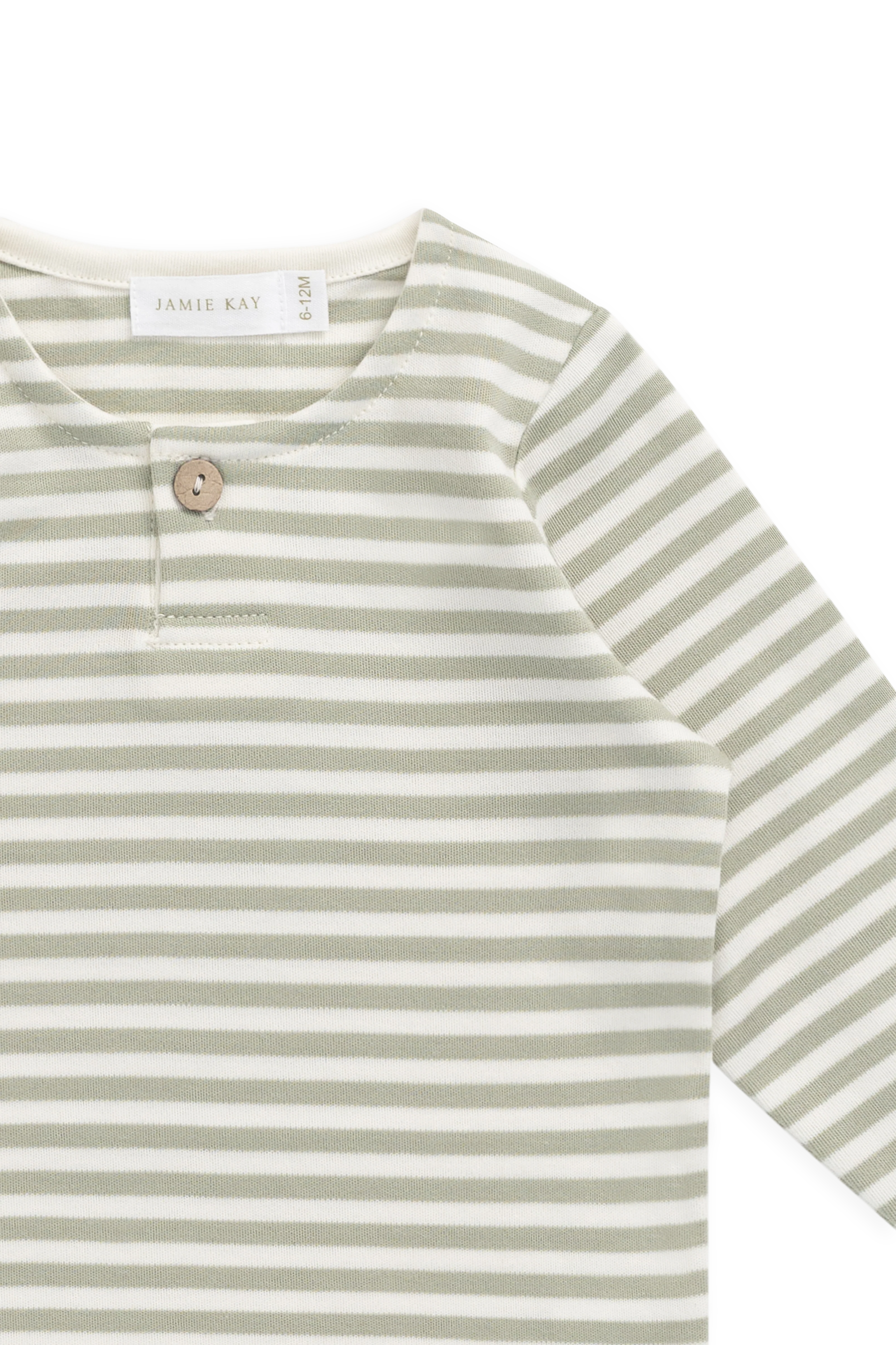 Pima Cotton Shae Top - Narrow Stripe Lichen / Cloud - Image 9