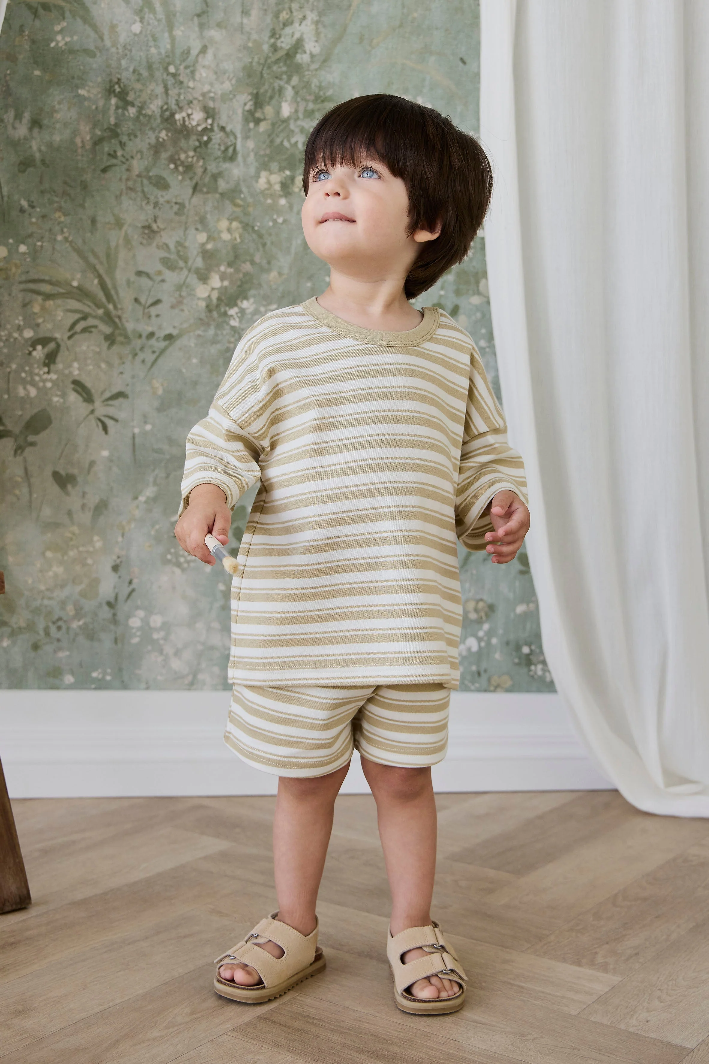 Pima Cotton Wesley Short - Double Stripe Hay/Cloud - Image 3