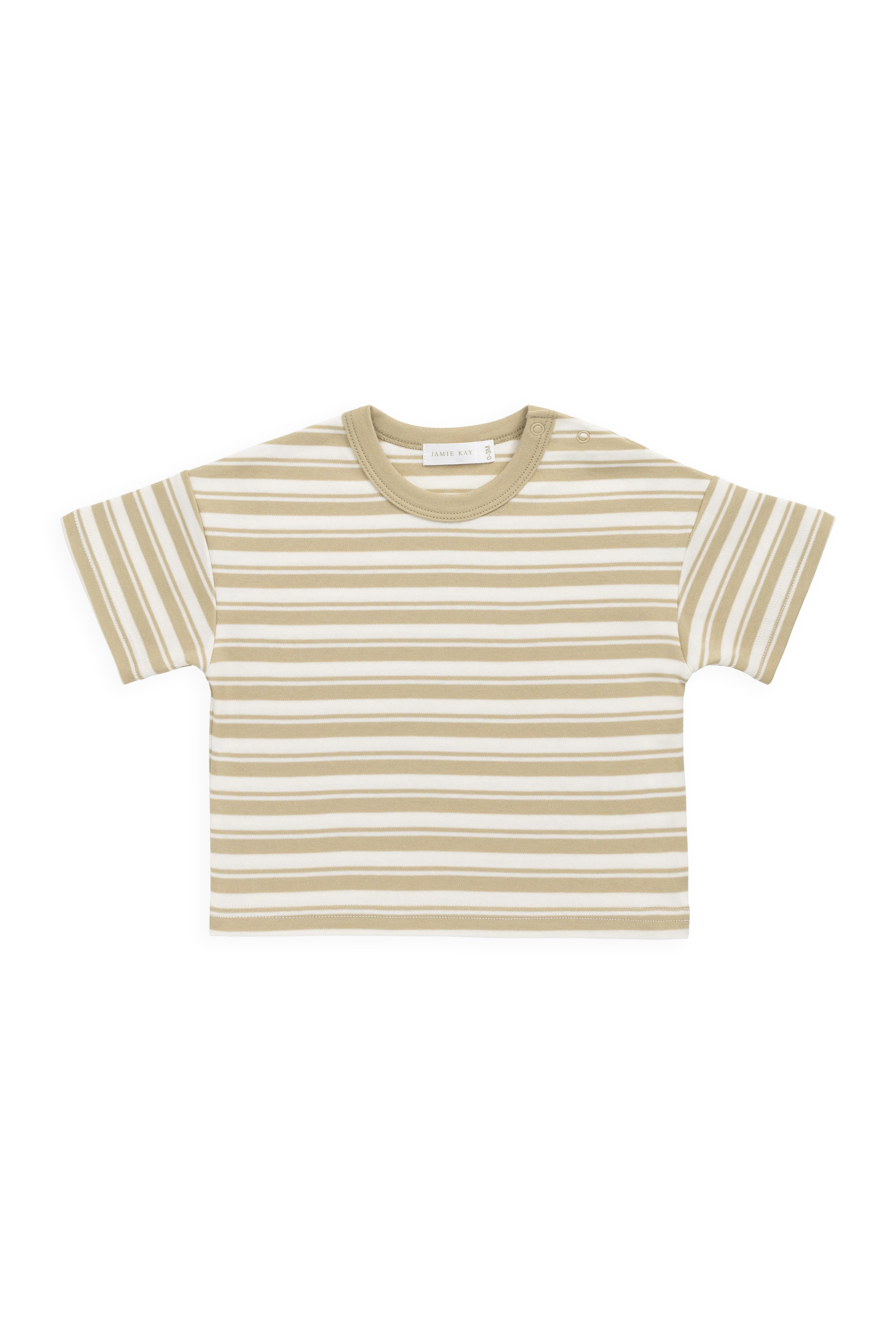 Pima Cotton Wesley Tee - Double Stripe Hay/Cloud - Image 2