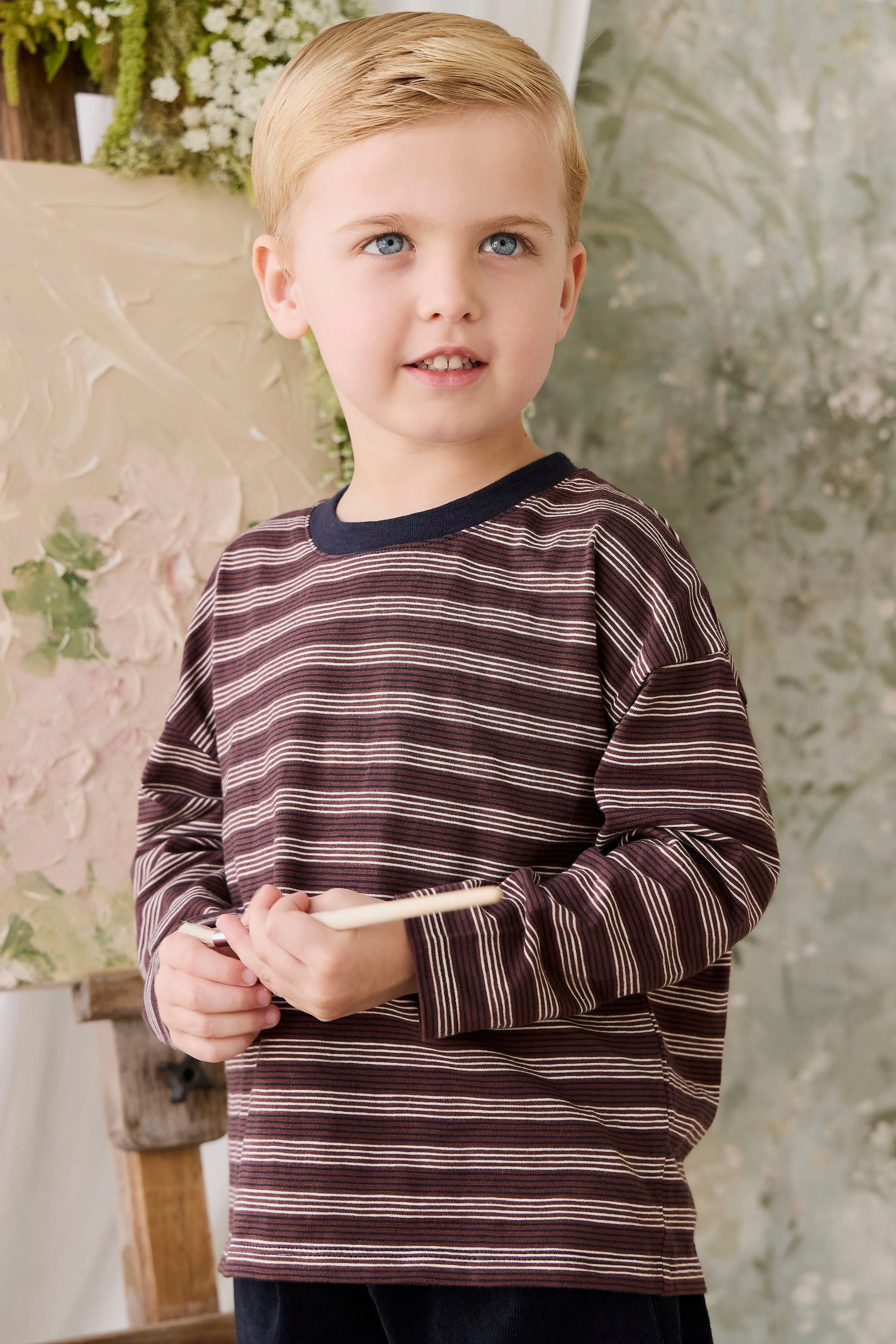 Slub Cotton Iver Long Sleeve Tee - Regal Stripe